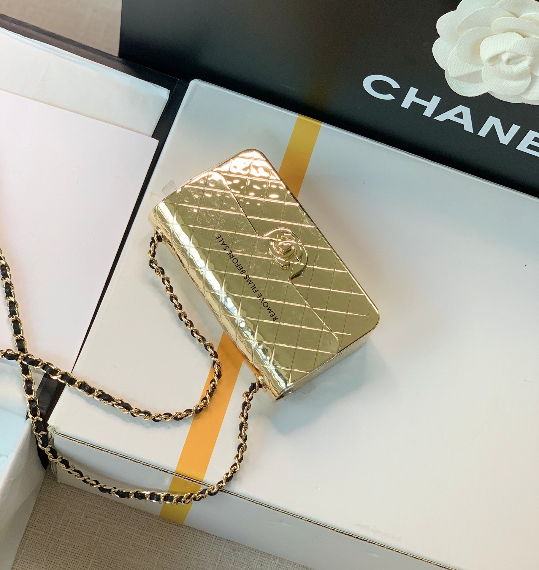 [TOP] CHANEL Evening Bag Metal Mini 12x7x5cm - Gold