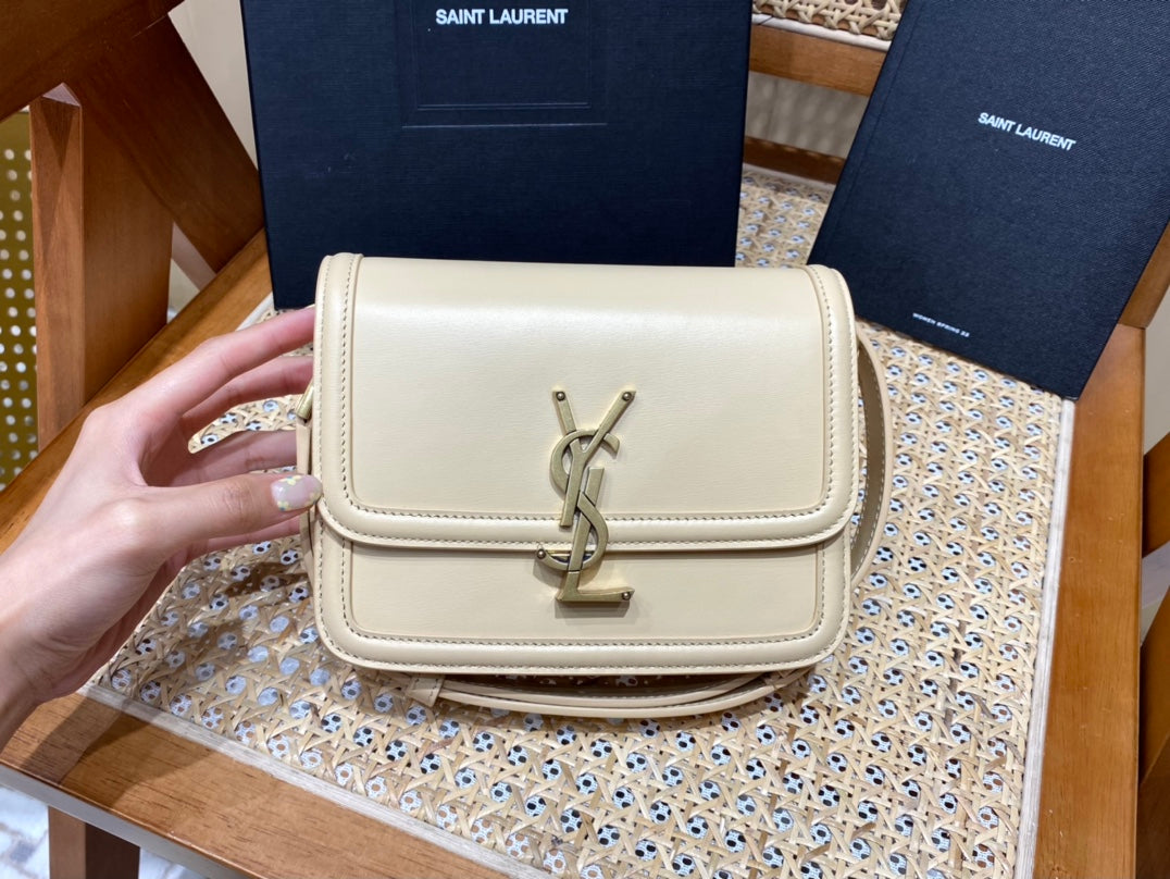 [TOP] Yves Saint Laurent YSL Solferino Small Shoulder Bag - Beige
