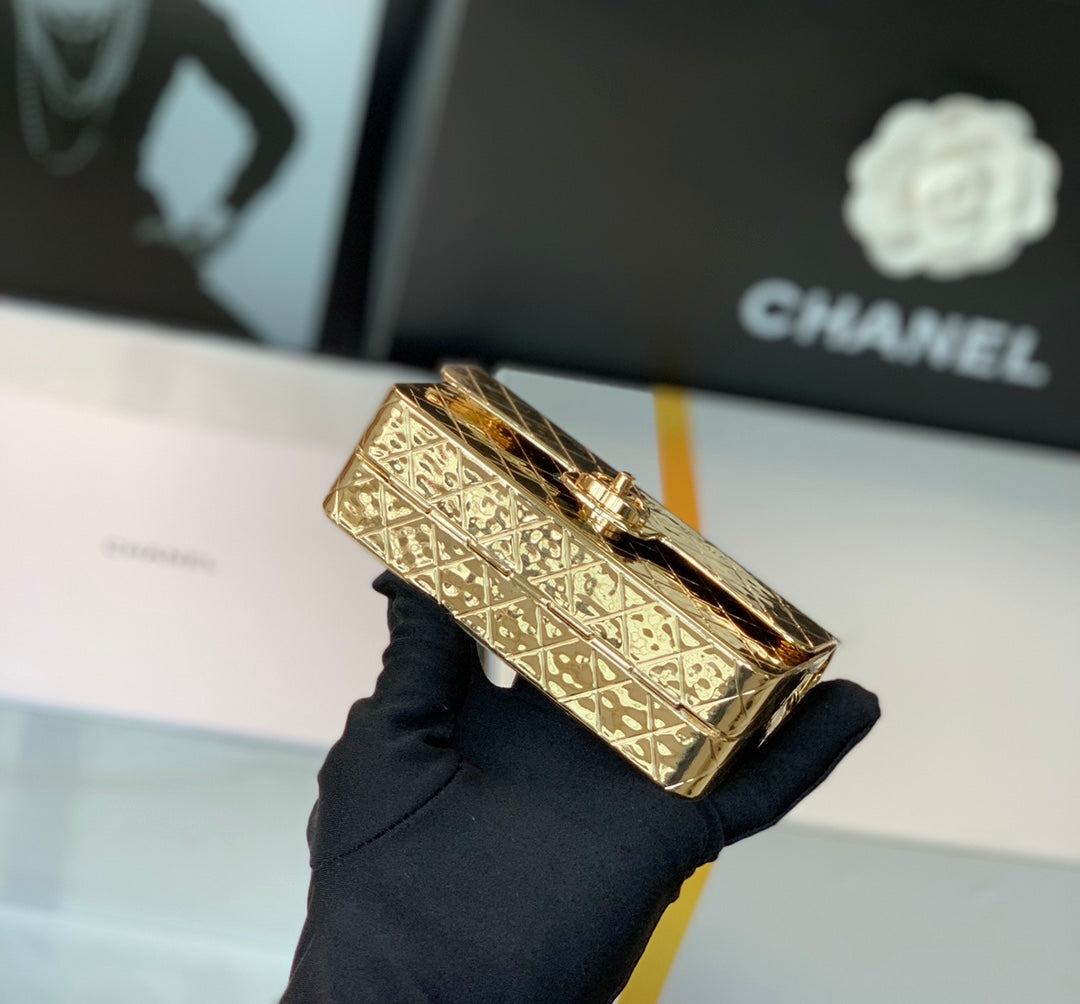 [TOP] CHANEL Evening Bag Metal Mini 12x7x5cm - Gold
