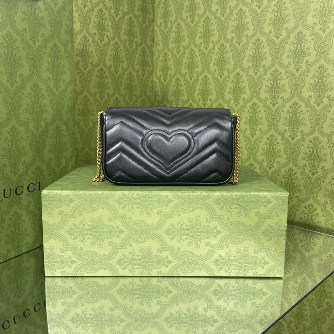 [TOP] GUCCI GG Marmont Bag Super Mini 16.5cm - Black