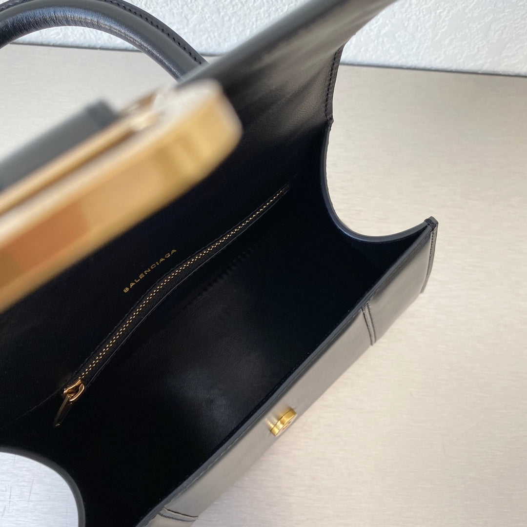 [TOP] BALENCIAGA Hourglass Small 23 cm Calfskin Bag - Black