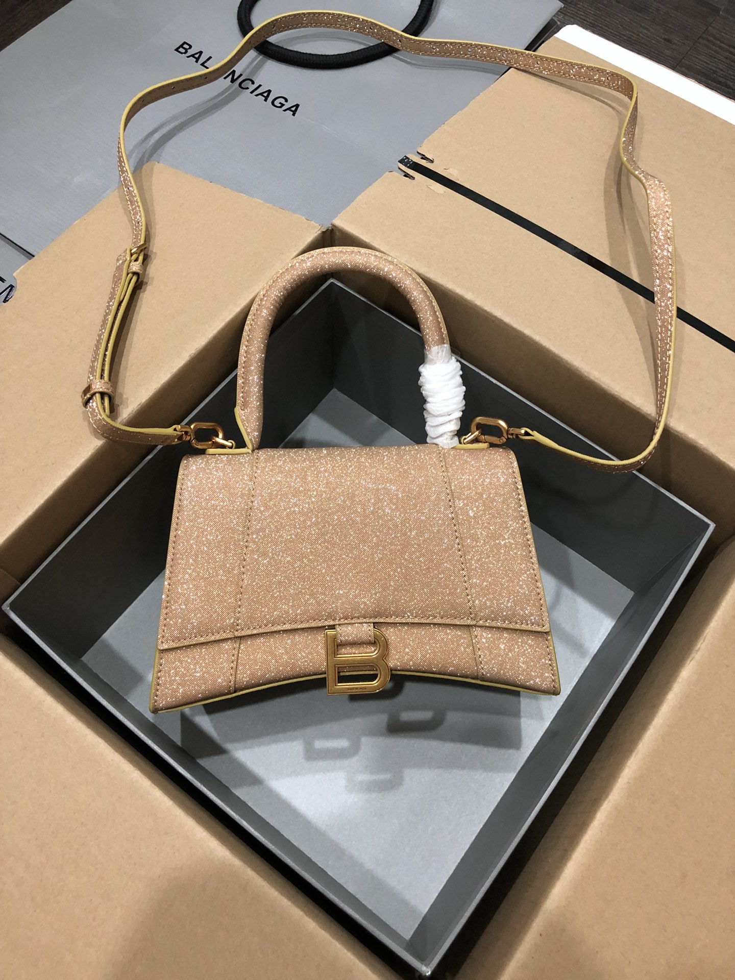 [TOP] BALENCIAGA Starry Sky Hourglass Bag 19/23cm - Brown