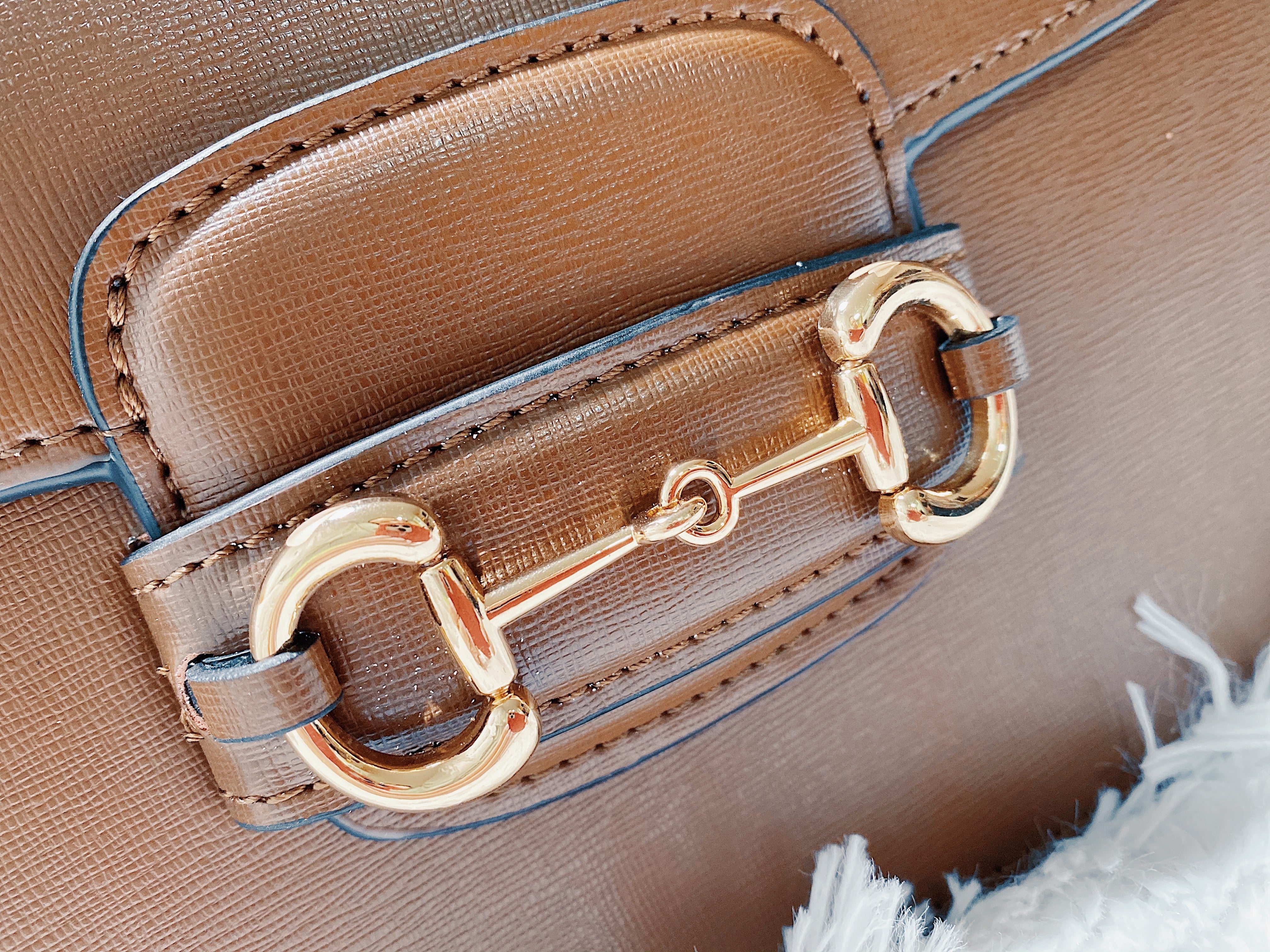 [TOP] GUCCI Horsebit 1955 Bag Textured Leather - Brown