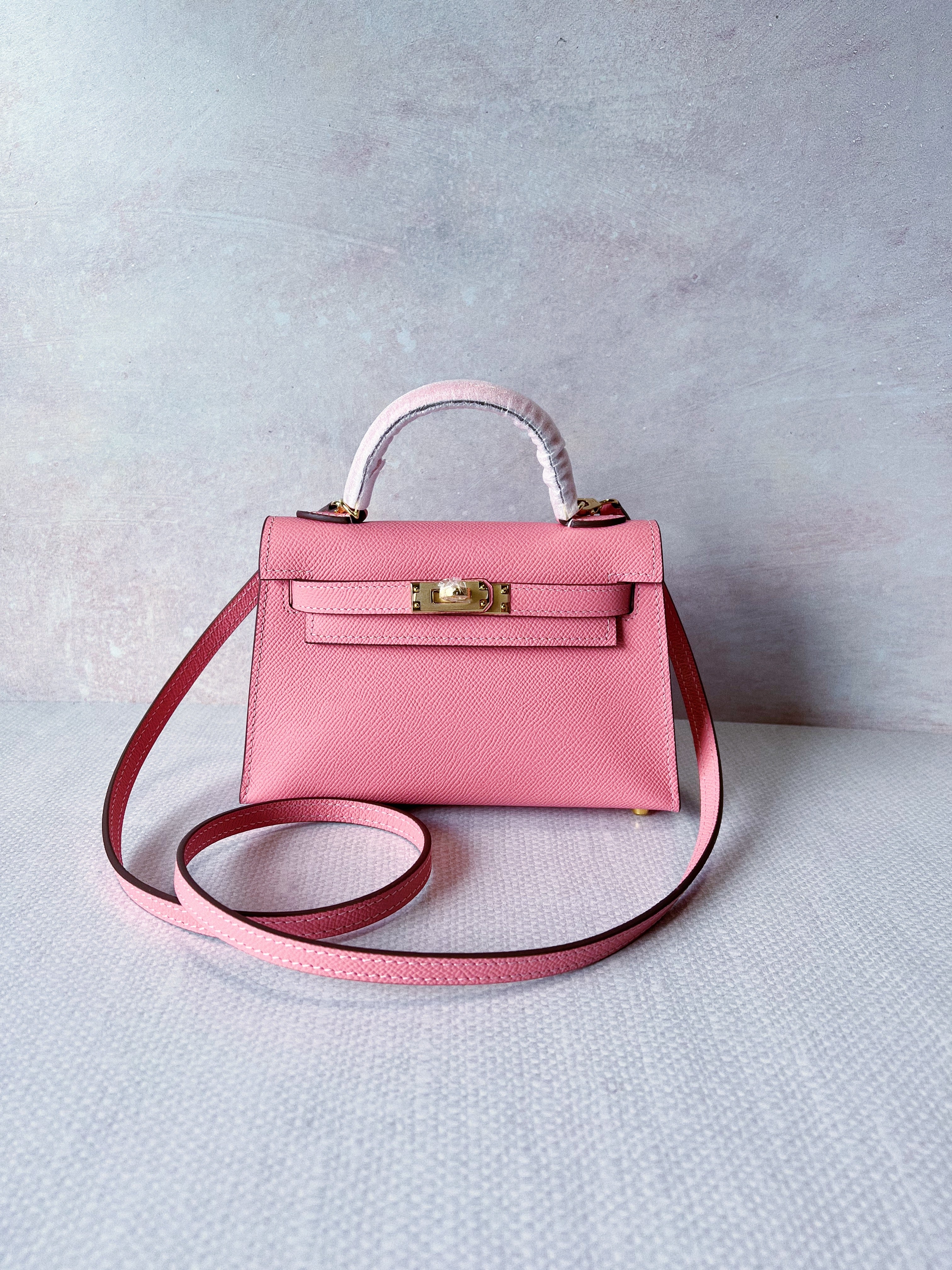 [TOP] HERMES Mini Kelly II Epsom Leather 19cm - Hot Pink