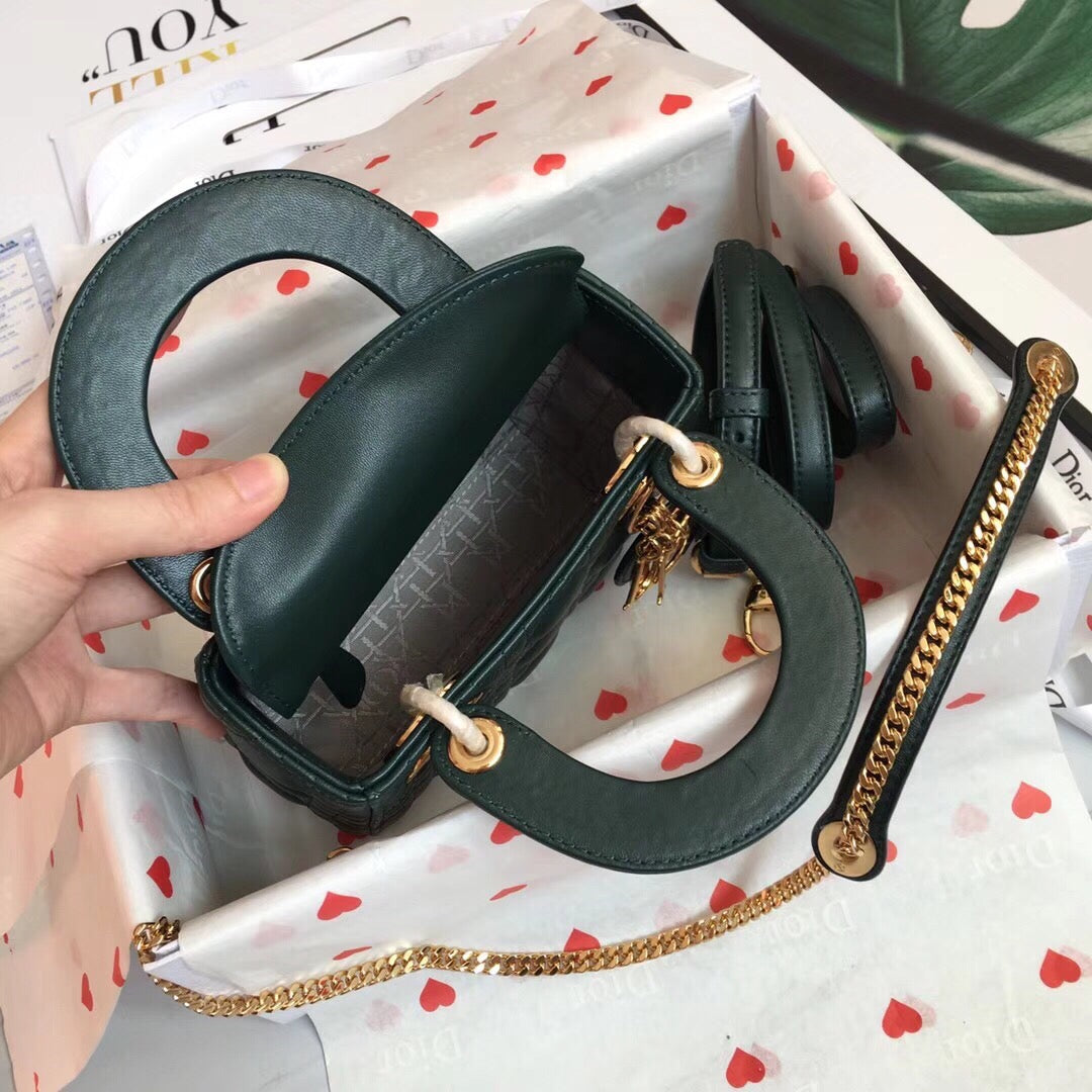 [TOP] Christian Dior Lady Christian Dior Bag Mini - Dark Green