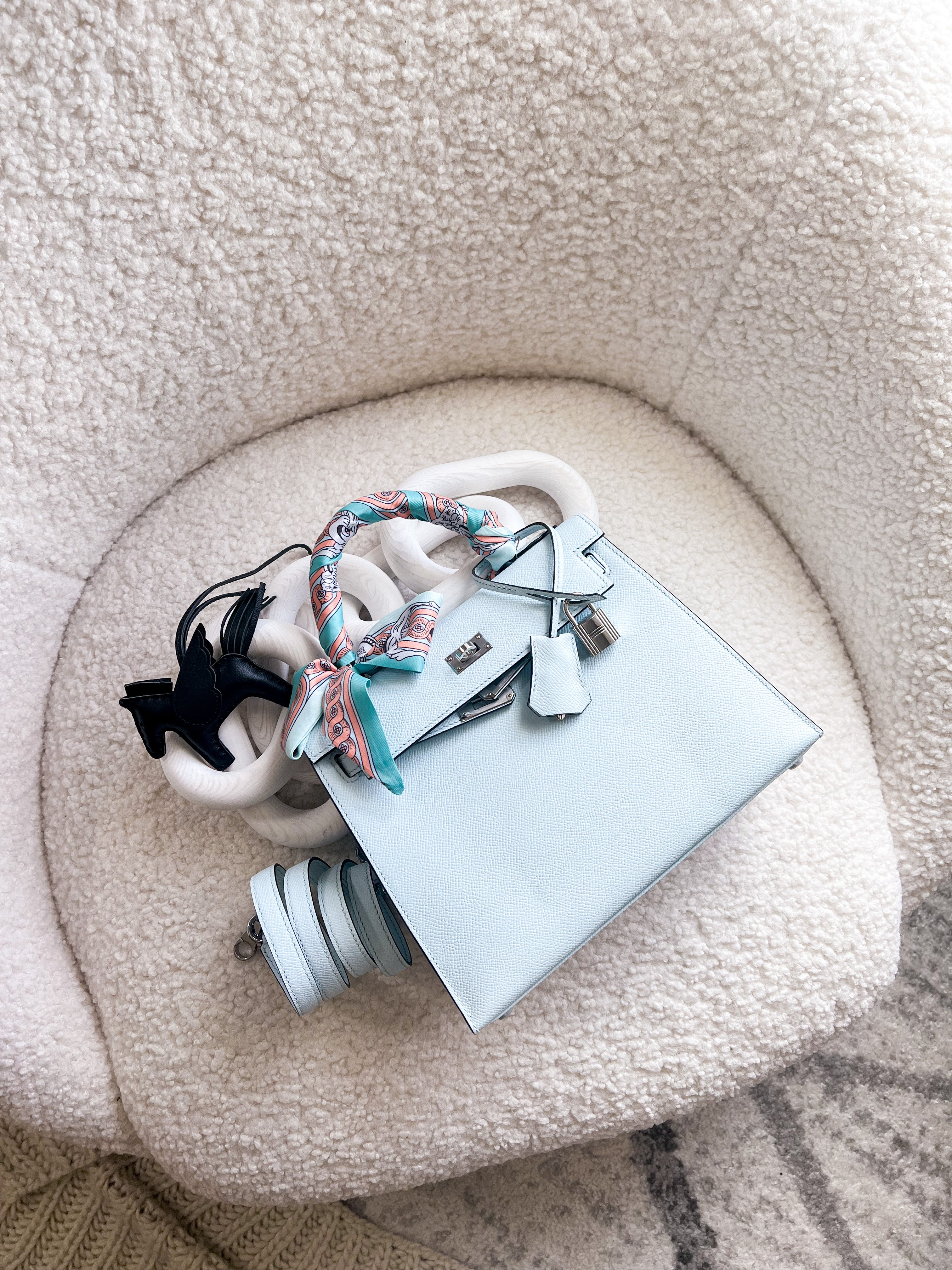 [TOP] HERMES Kelly Epsom Leather 25cm - Blue Brume SHW