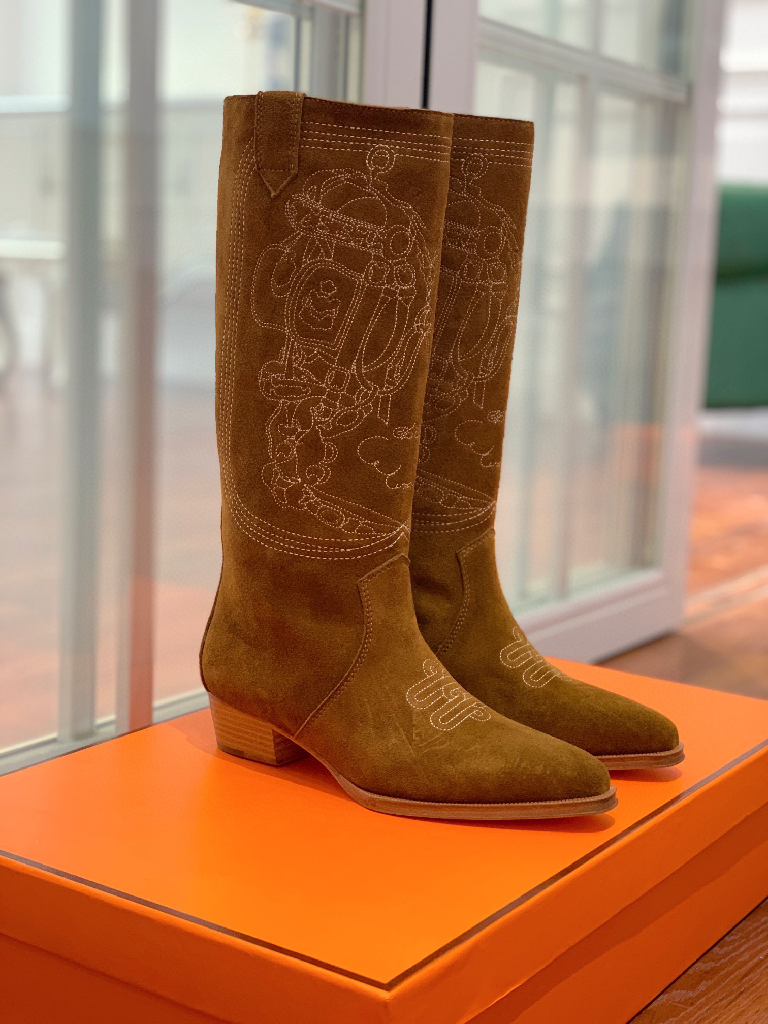 [TOP] HERMES Cow Boy Boots - Brown/Black/Black Suede