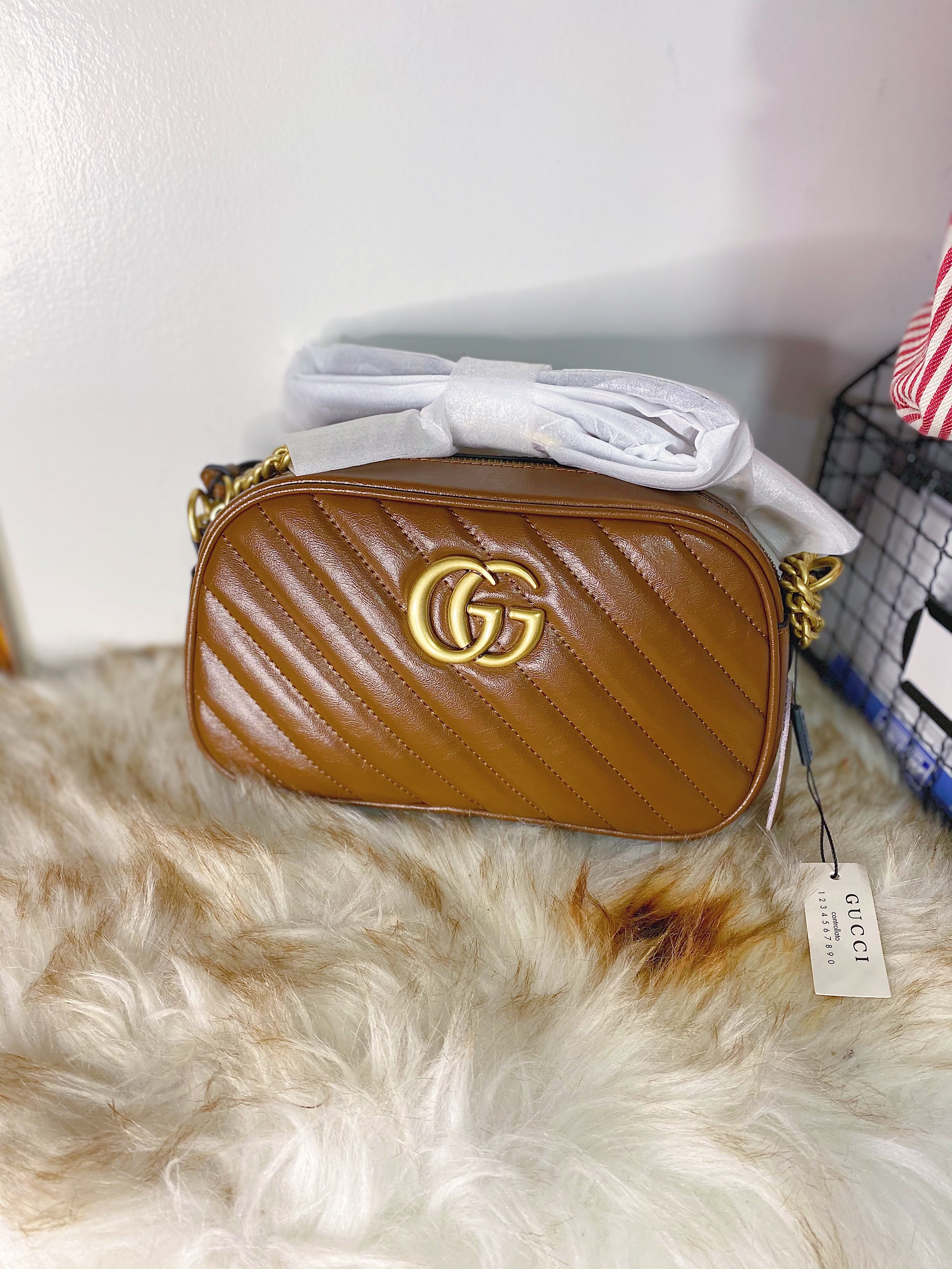 [TOP] GUCCI GG Marmont Bag Matelasse Aged Skin - Brown