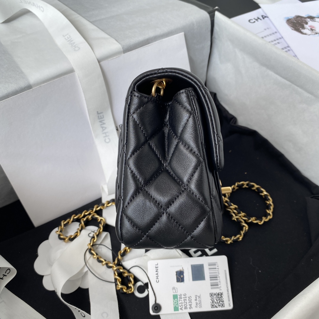 [TOP] CHANEL Mini Classic Flap Bag 17cm/20cm - GHW - Black