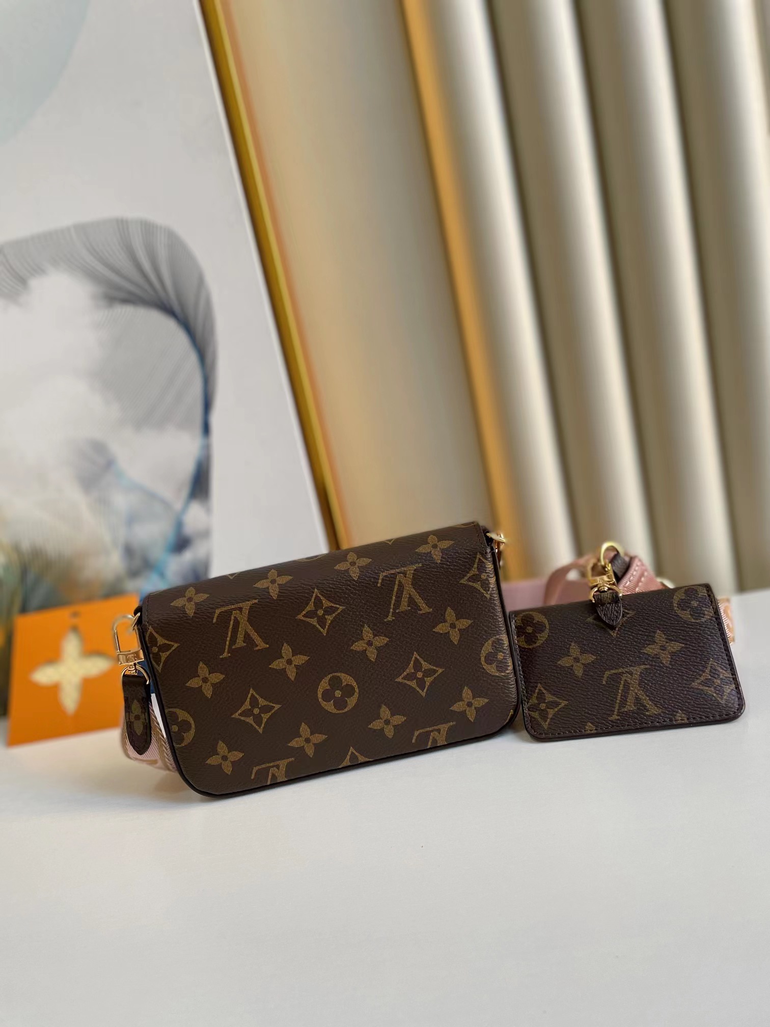 [TOP] Louis Vuitton LV Felicie Strap & Go Monogram 17×10×4cm - PINK/Green