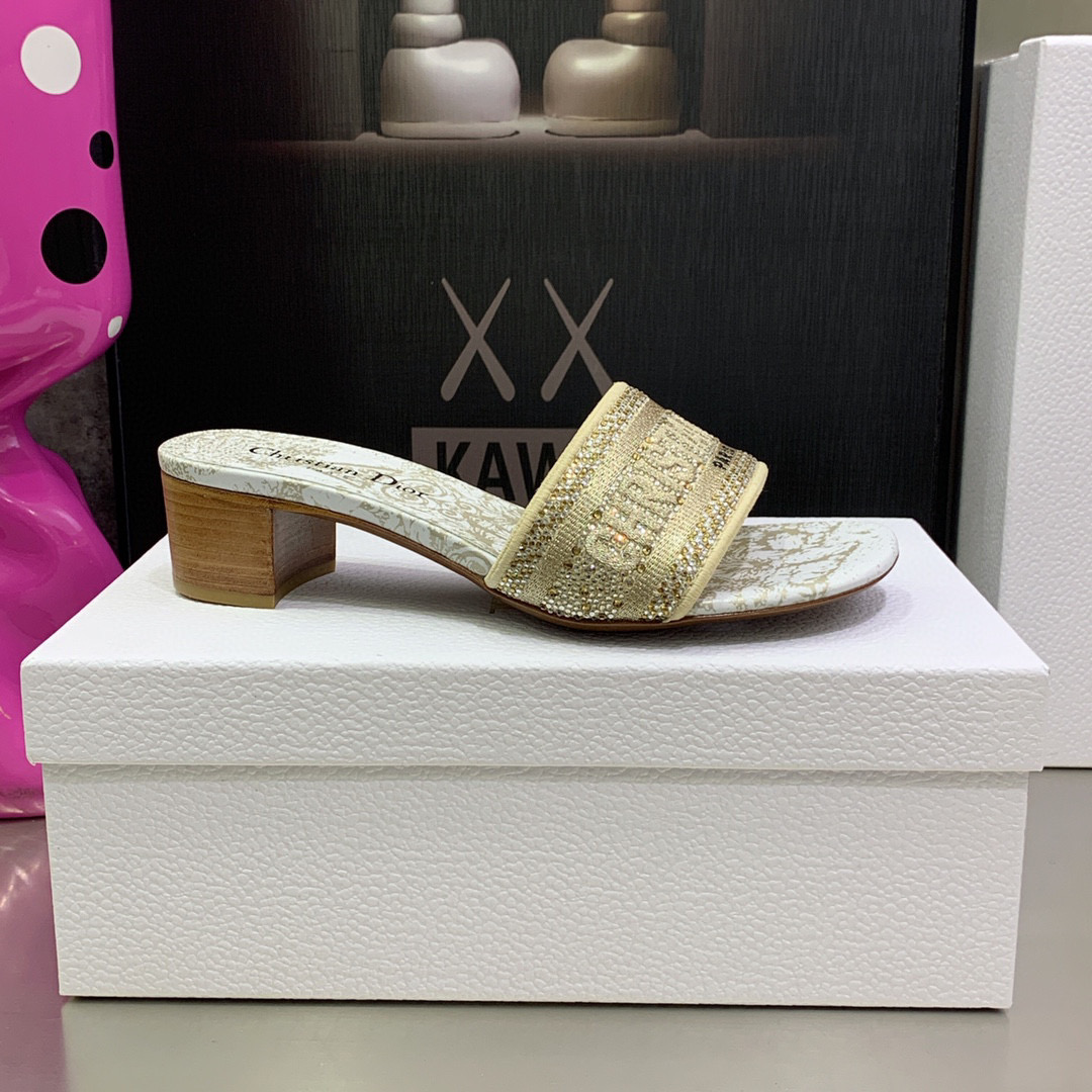 [TOP] Christian Dior Around the World Stella Embroidered high heels Slides - 5 Colours
