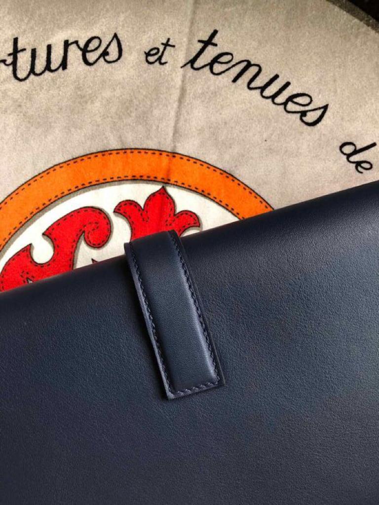 [TOP] HERMES Jige Elan 29 Clutch Swift - Navy Blue