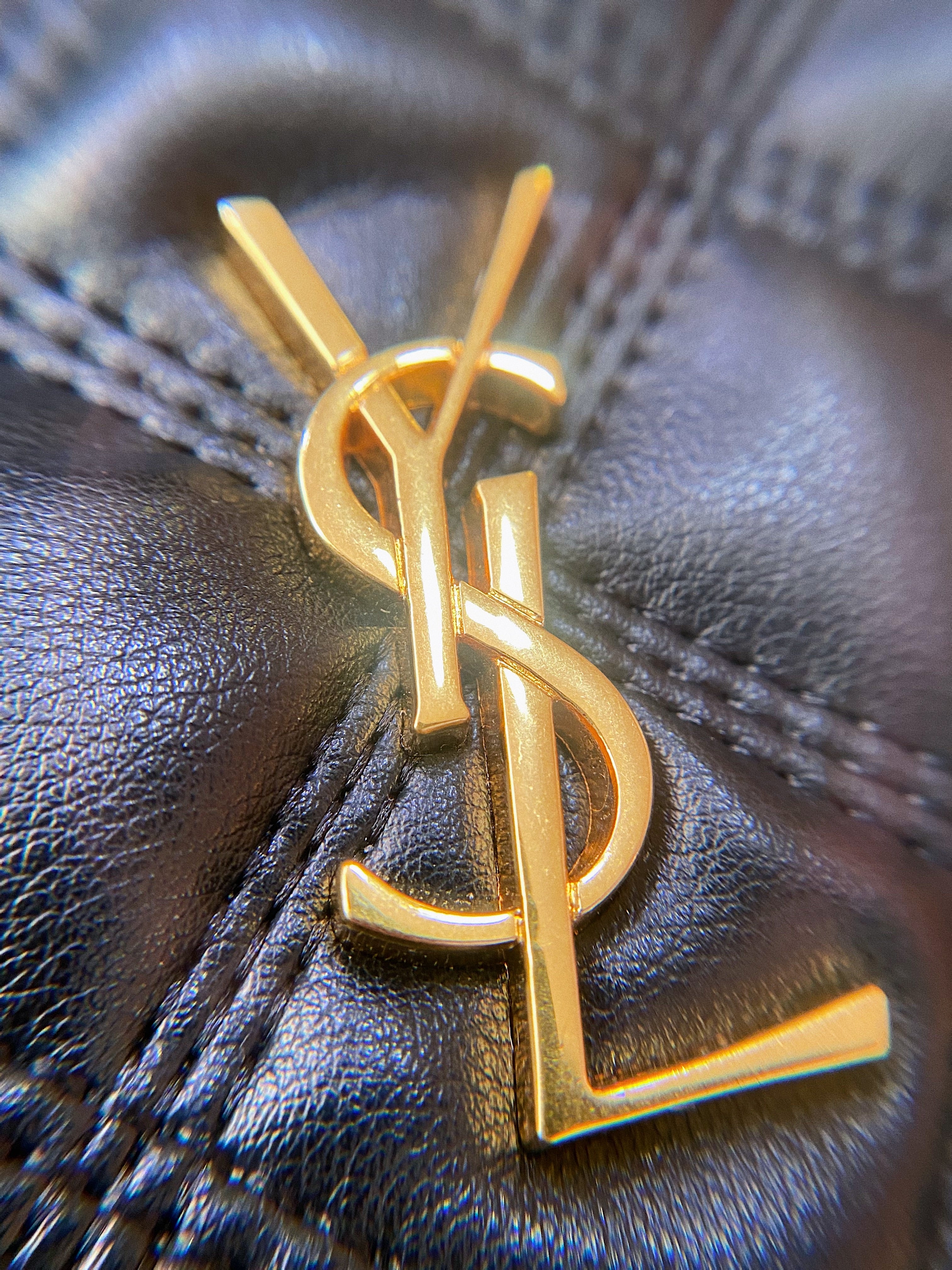 [TOP] Yves Saint Laurent YSL YSL Black Becky Double Zip Pouch