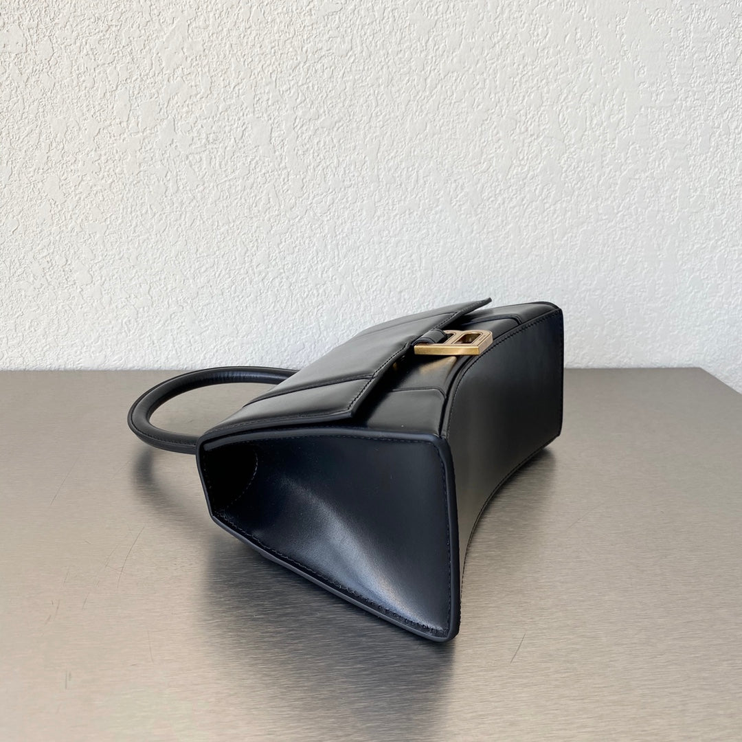 [TOP] BALENCIAGA Hourglass Small 23 cm Calfskin Bag - Black
