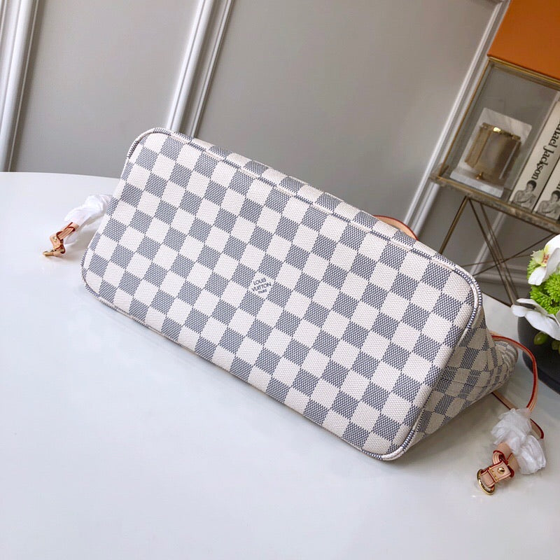 [TOP] Louis Vuitton LV  Damier Azur Canvas Neverfull MM 32x17x28cm - ROSE BALLERINA