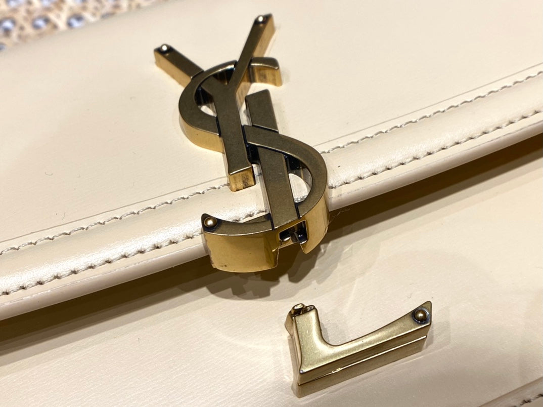 [TOP] Yves Saint Laurent YSL Solferino Small Shoulder Bag - Beige