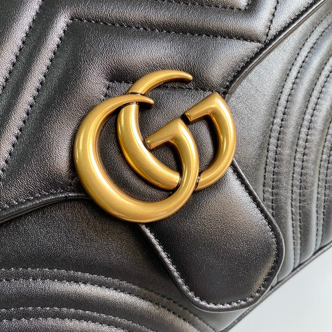 [TOP] GUCCI Marmont Top Handle Bag - Black w GHW