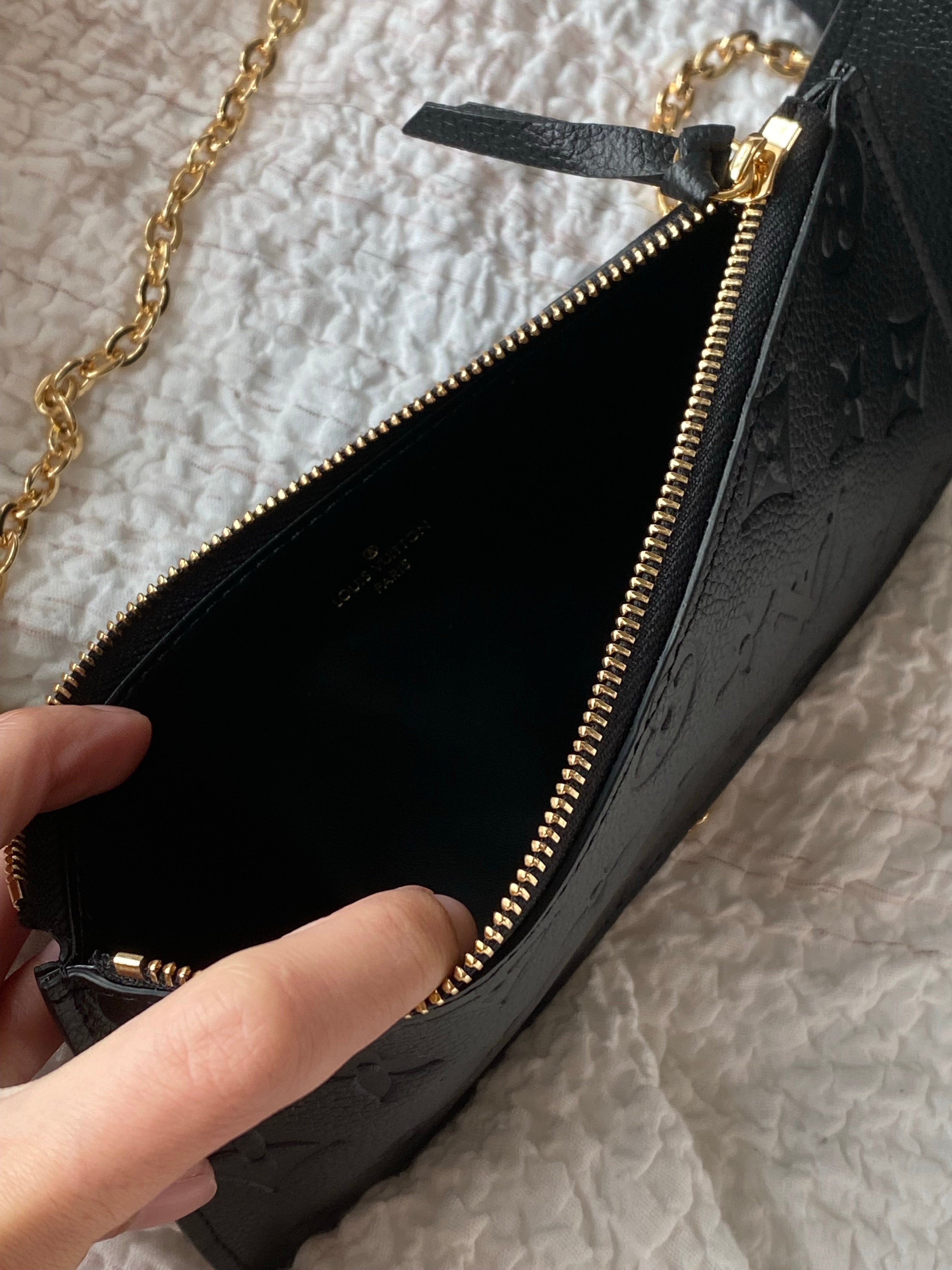 [TOP] Louis Vuitton LV £V Felicie Empreinte Pochette 21X12X3cm - Black