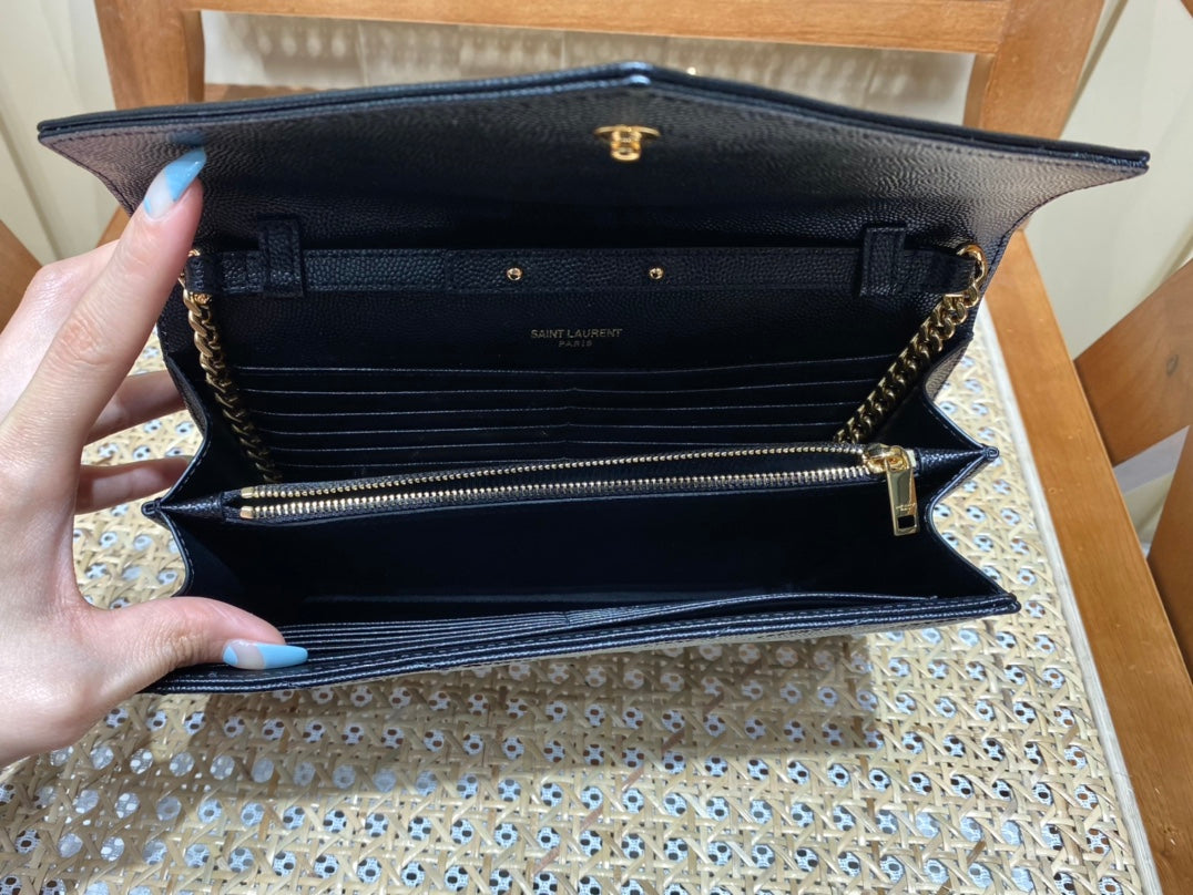 [TOP] Yves Saint Laurent YSL Woc Matelasse Medium Bag - Black GHW
