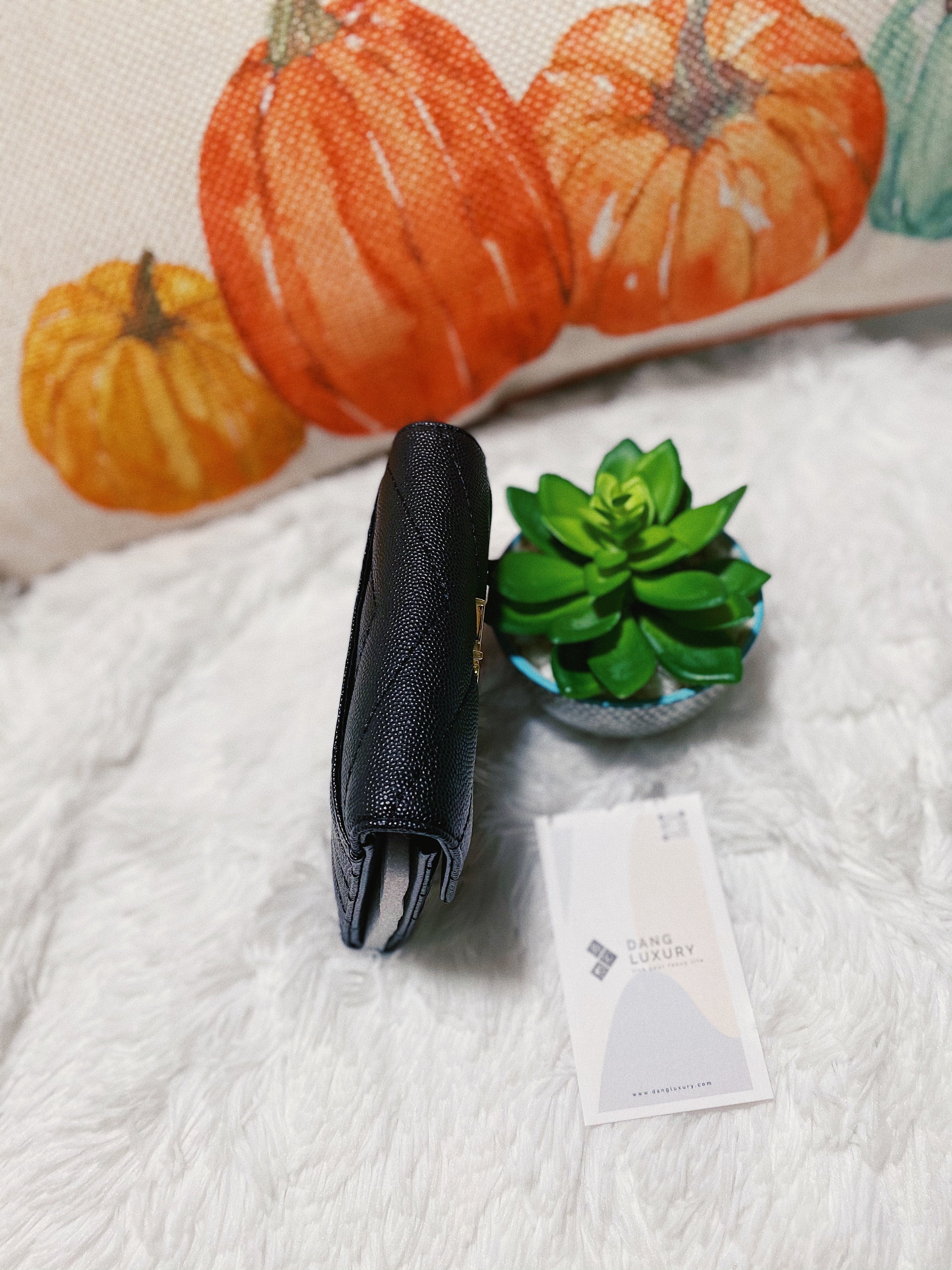 [TOP] Yves Saint Laurent YSL Compact 3 Fold Quilted Leather Wallet