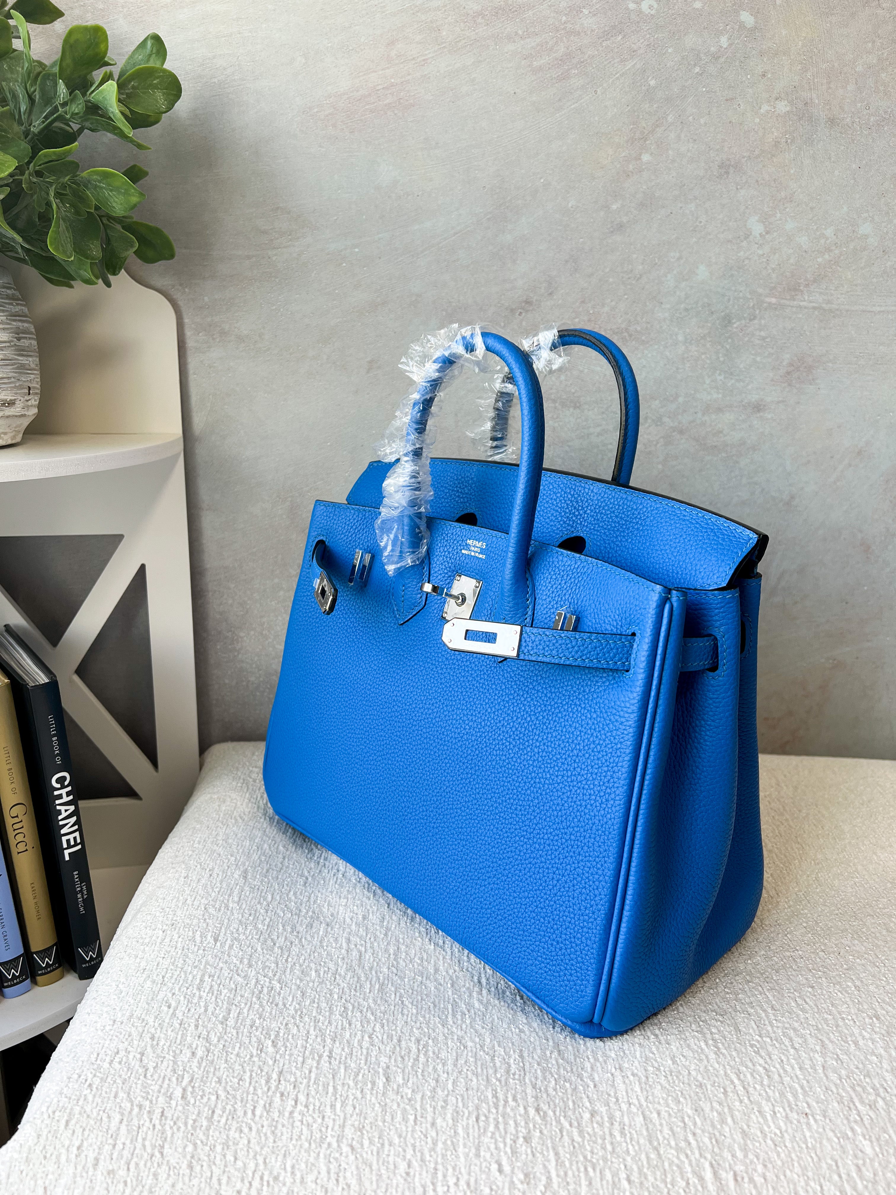 [TOP] HERMES Birkin Togo Leather 25cm - Blue & PHW