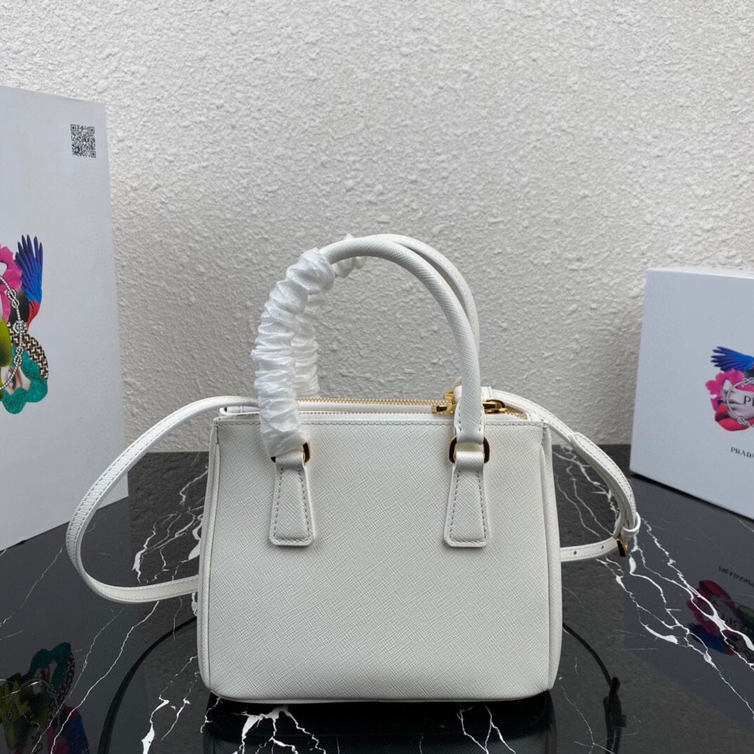 [TOP] PRADA Galleria Mini Saffiano Bag 20x15x9.5cm - White
