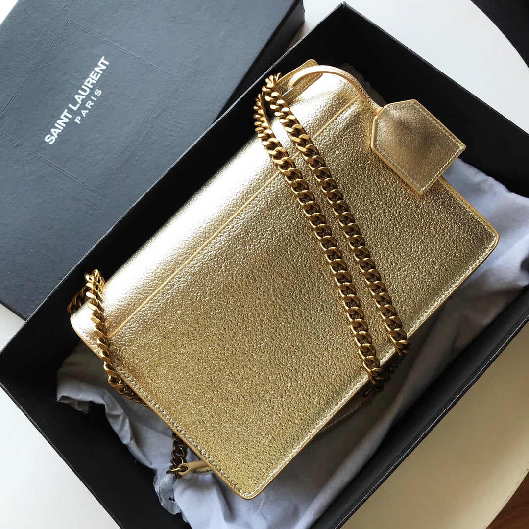 [TOP] Yves Saint Laurent YSL Sunset Metallic Small Bag - Gold