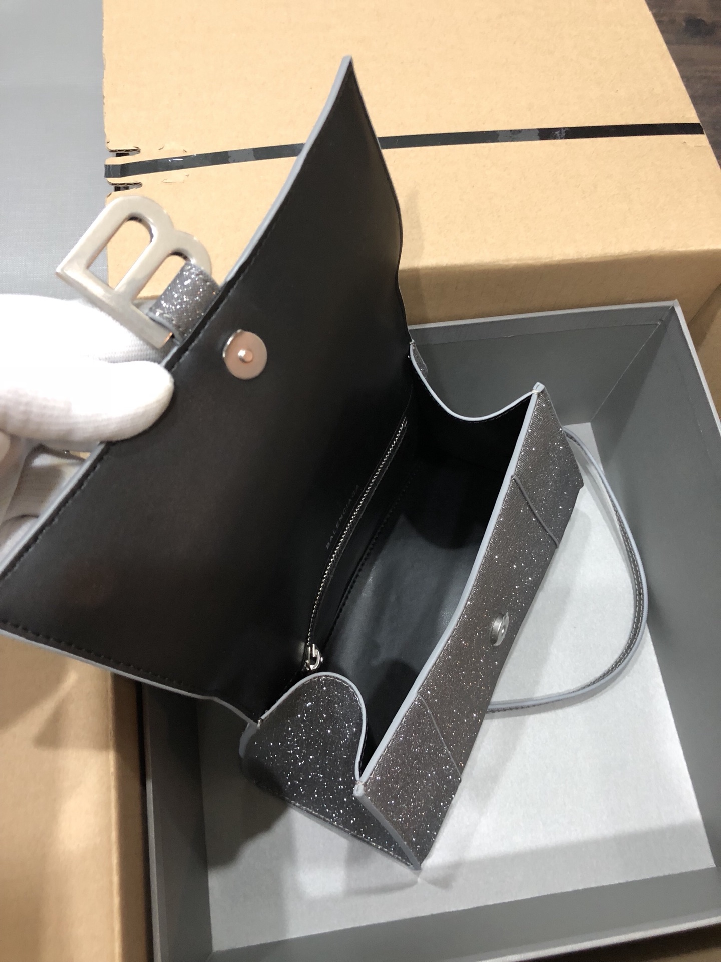 [TOP] BALENCIAGA Starry Sky Hourglass Bag 19/23cm - Gray