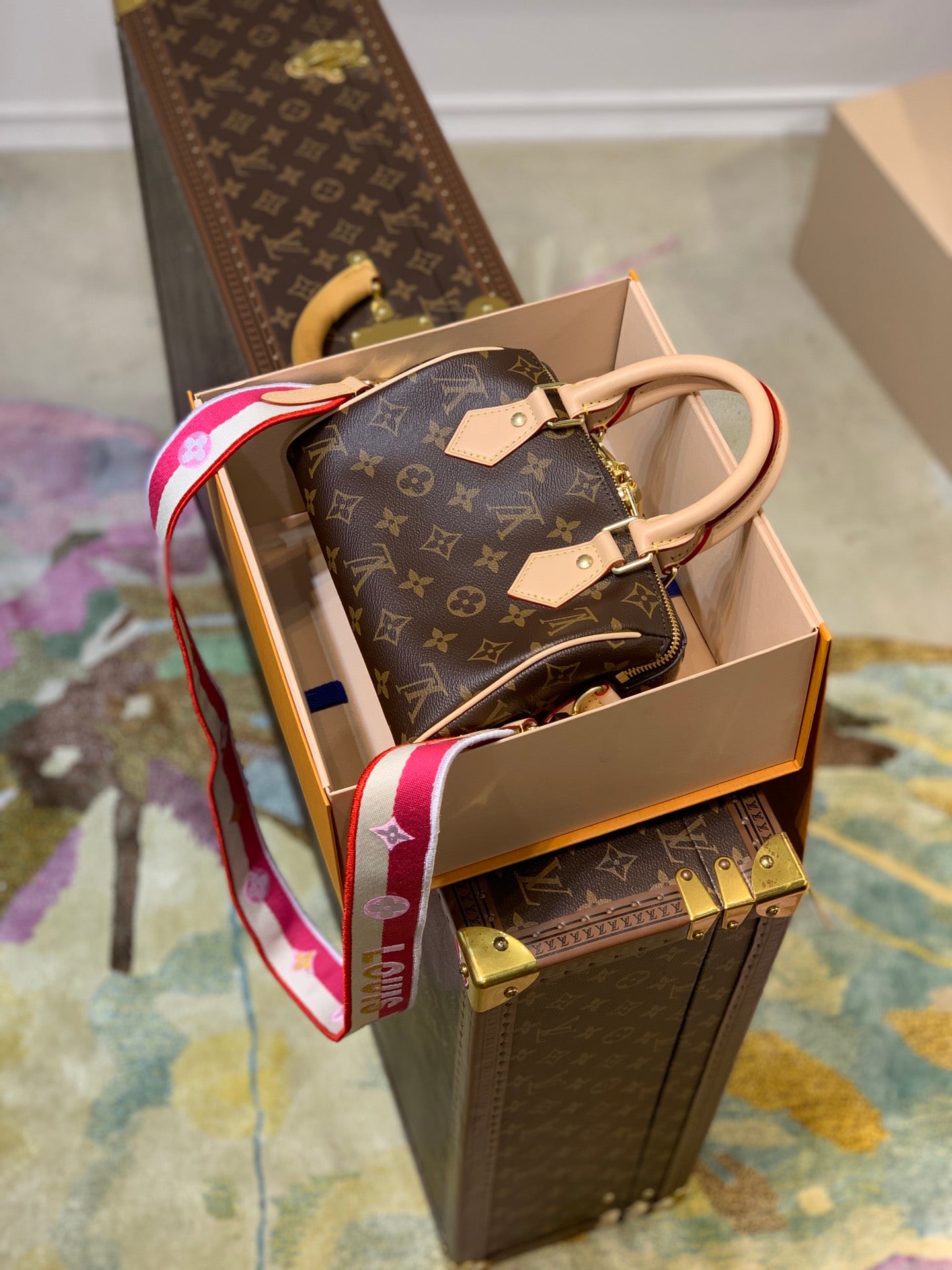 [TOP] Louis Vuitton LV Speedy 20 Monogram Crossbody Bag 20x13.5x12cm - Fuchsia