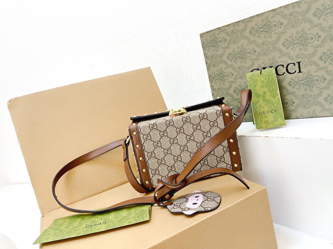 [TOP] GUCCI Mini Box Supreme Bag - Brown