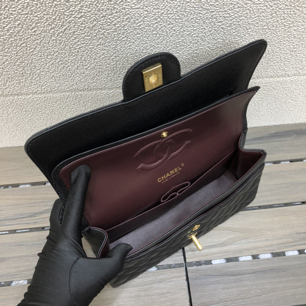 [TOP] CHANEL Classic Flap Bag Caviar Medium 25.5cm – Black & GHW