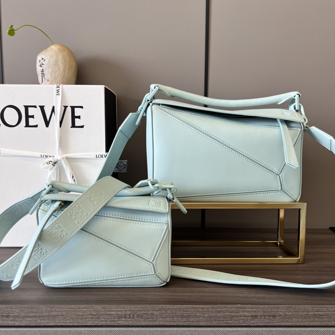 [TOP] LOEWE Puzzle Bag 17.5*7.5*10.5cm/24*10*14cm - Cyan blue