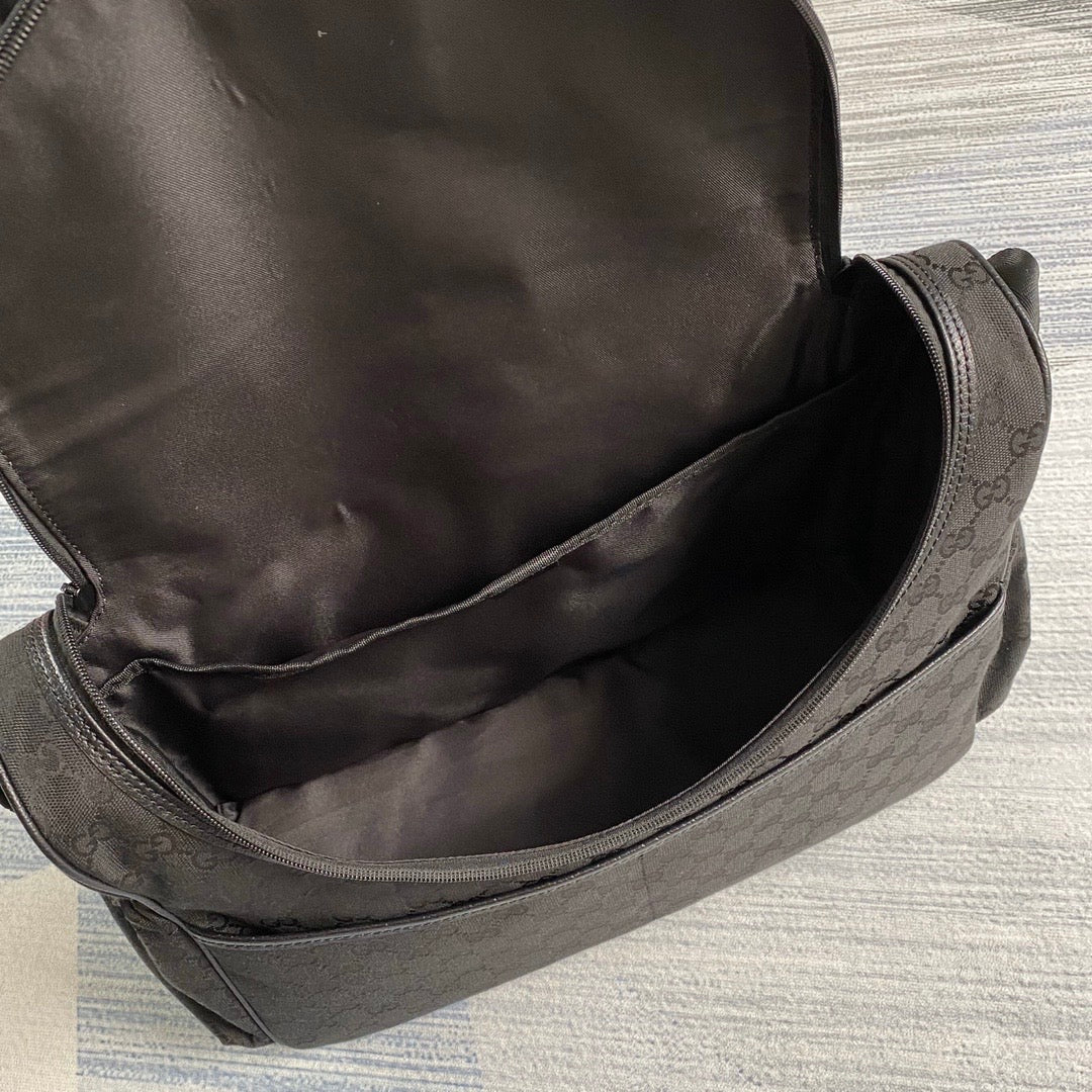 [TOP] GUCCI G*G Canvas Diaper Bag - Black