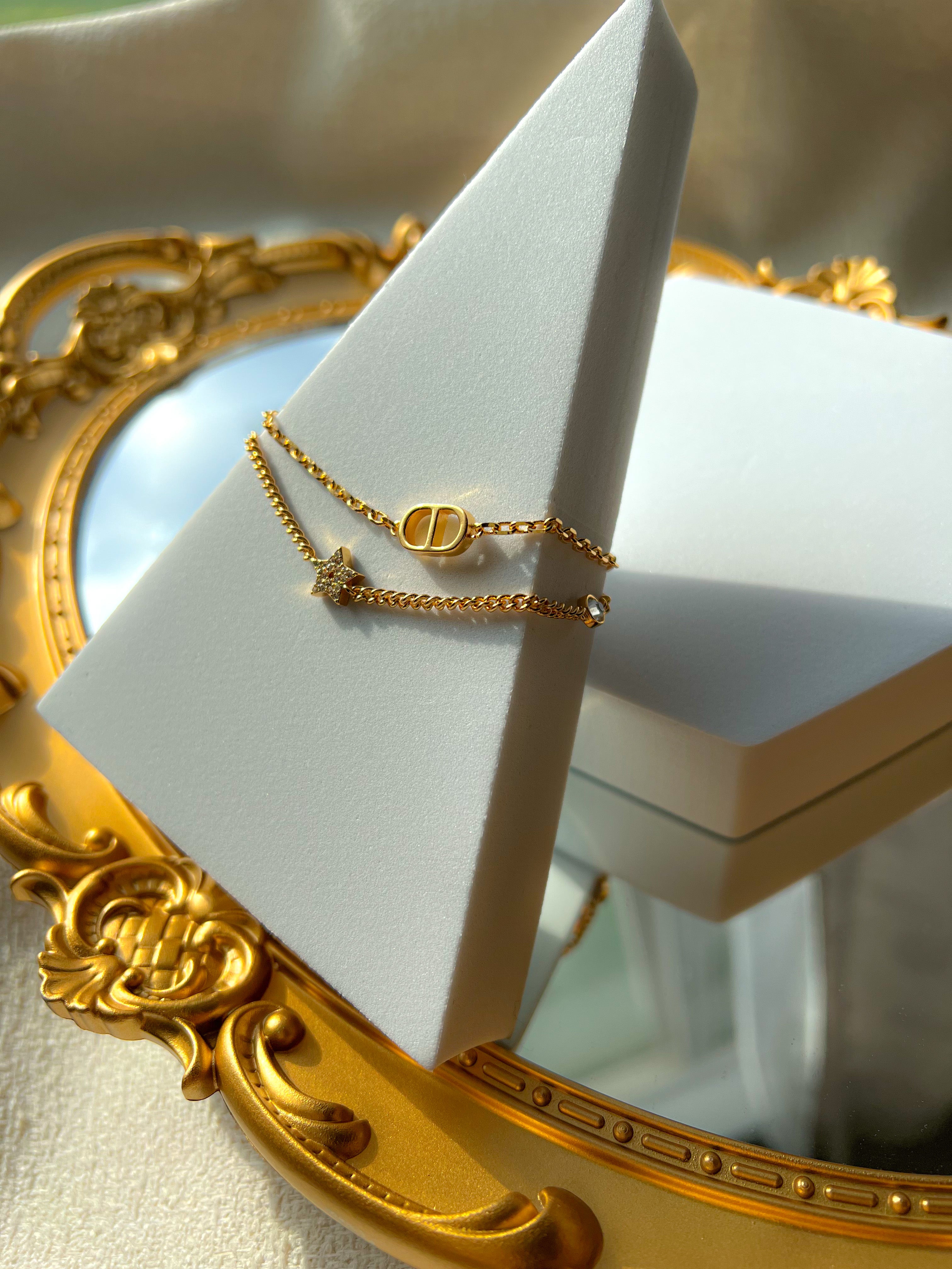 [TOP] Christian Dior Petit Double Bracelet - Gold