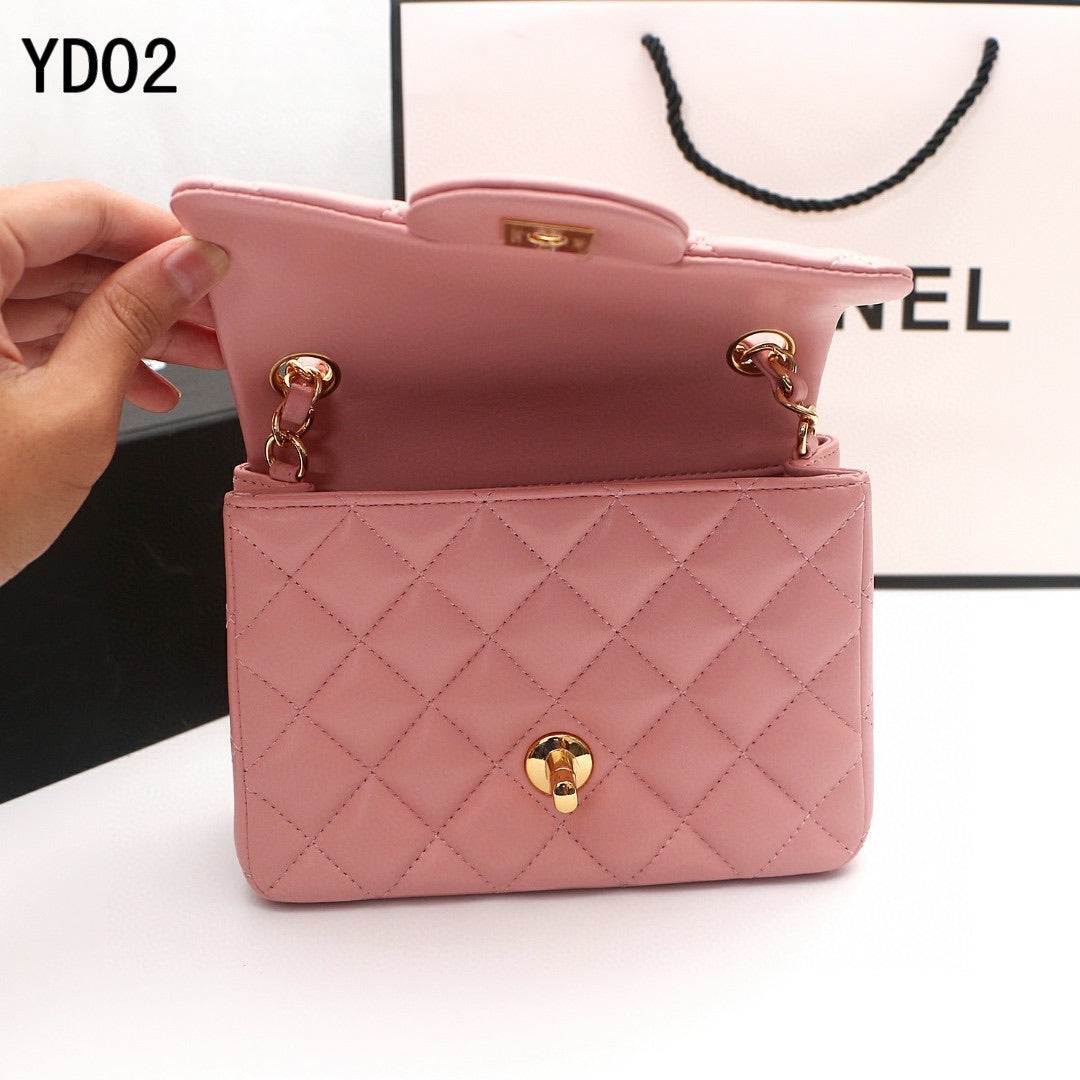 [TOP] CHANEL Classic Flap Bag Lambskin Mini 20cm - Dusty Pink