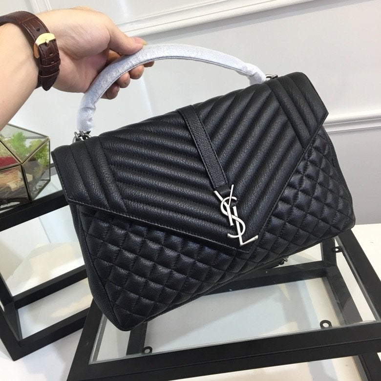 [TOP] Yves Saint Laurent YSL College Large Top Handle Bag - Black
