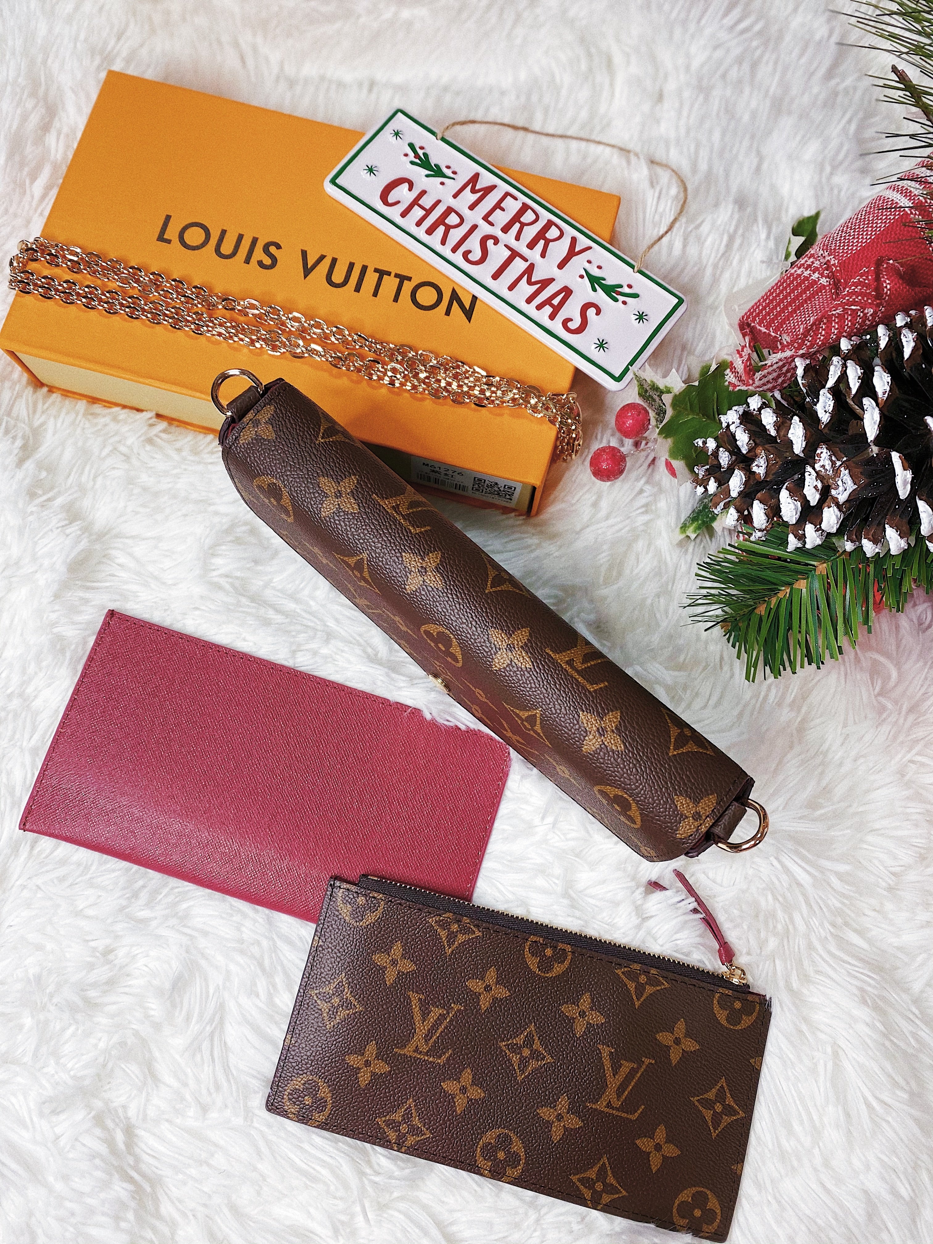 [TOP] Louis Vuitton LV £V Felicie Bag 21X12X3cm- DARK PINK