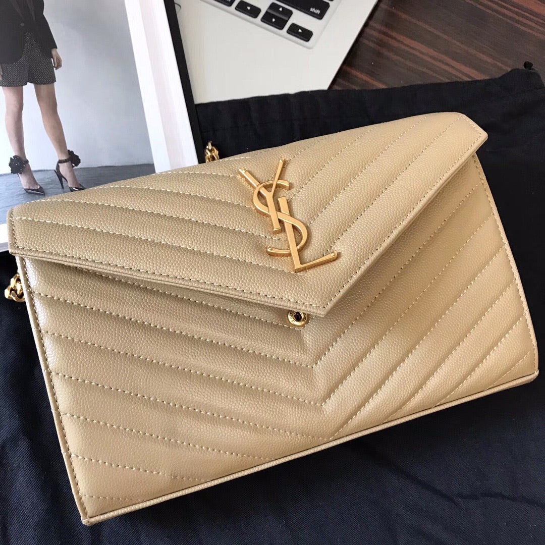 [TOP] Yves Saint Laurent YSL YSL Wallet On Chain - BEIGE