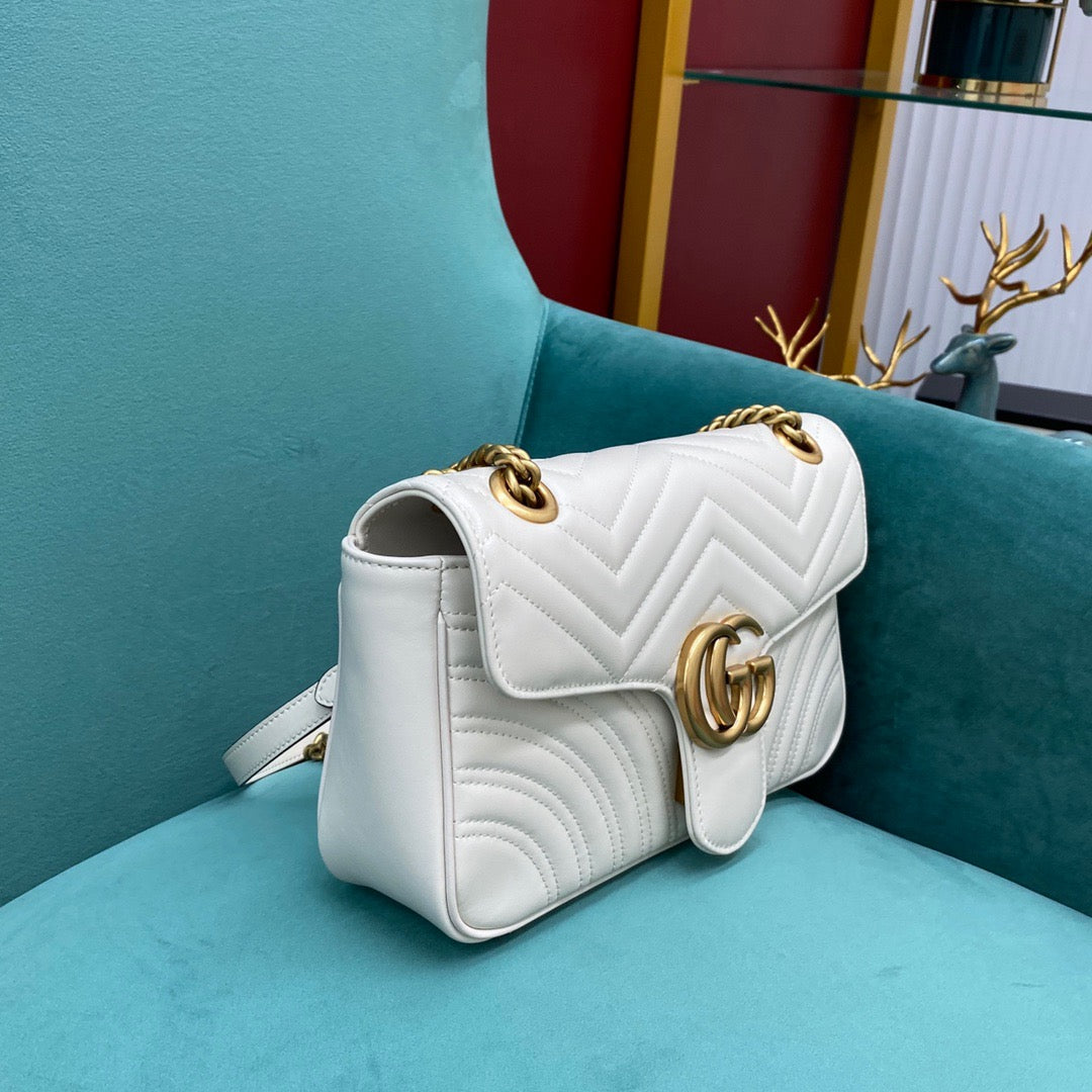 [TOP] GUCCI GG Marmont Bag Matelasse Small 26cm - White