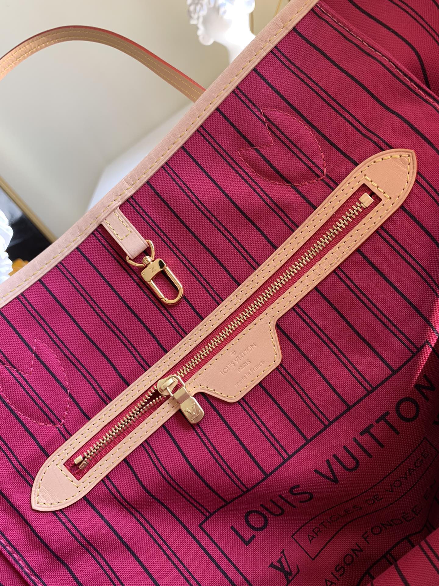 [TOP] Louis Vuitton LV  Neverfull Monogram GM Bag 39x33x20cm- Fuchsia