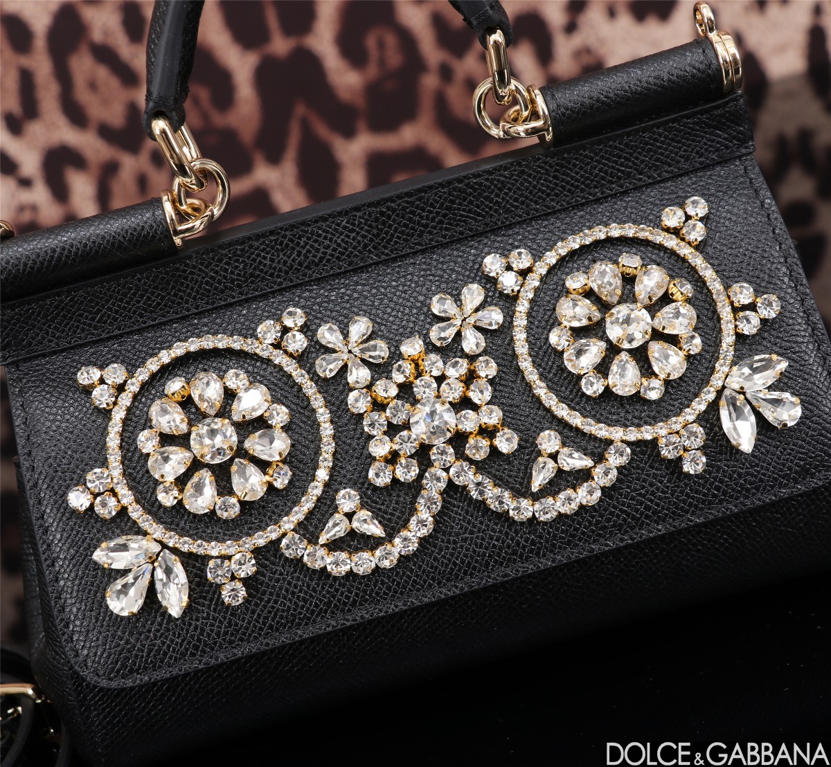 [TOP] Dolce & Gabbana D&G Calfskin crystal Sicily Bag 11x18x6cm - 2 Color