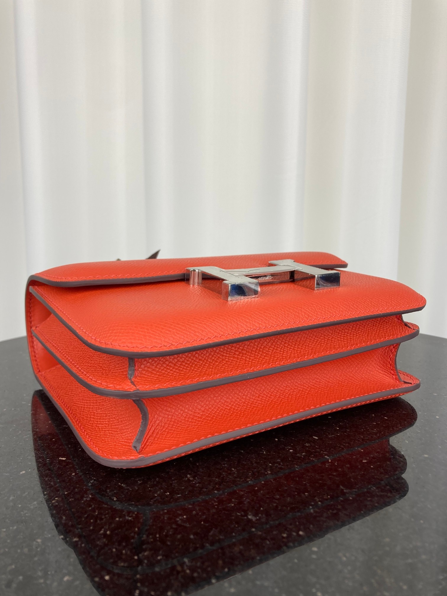 [TOP] HERMES Constance Epsom Leather 18cm23cm- Orange & SHW