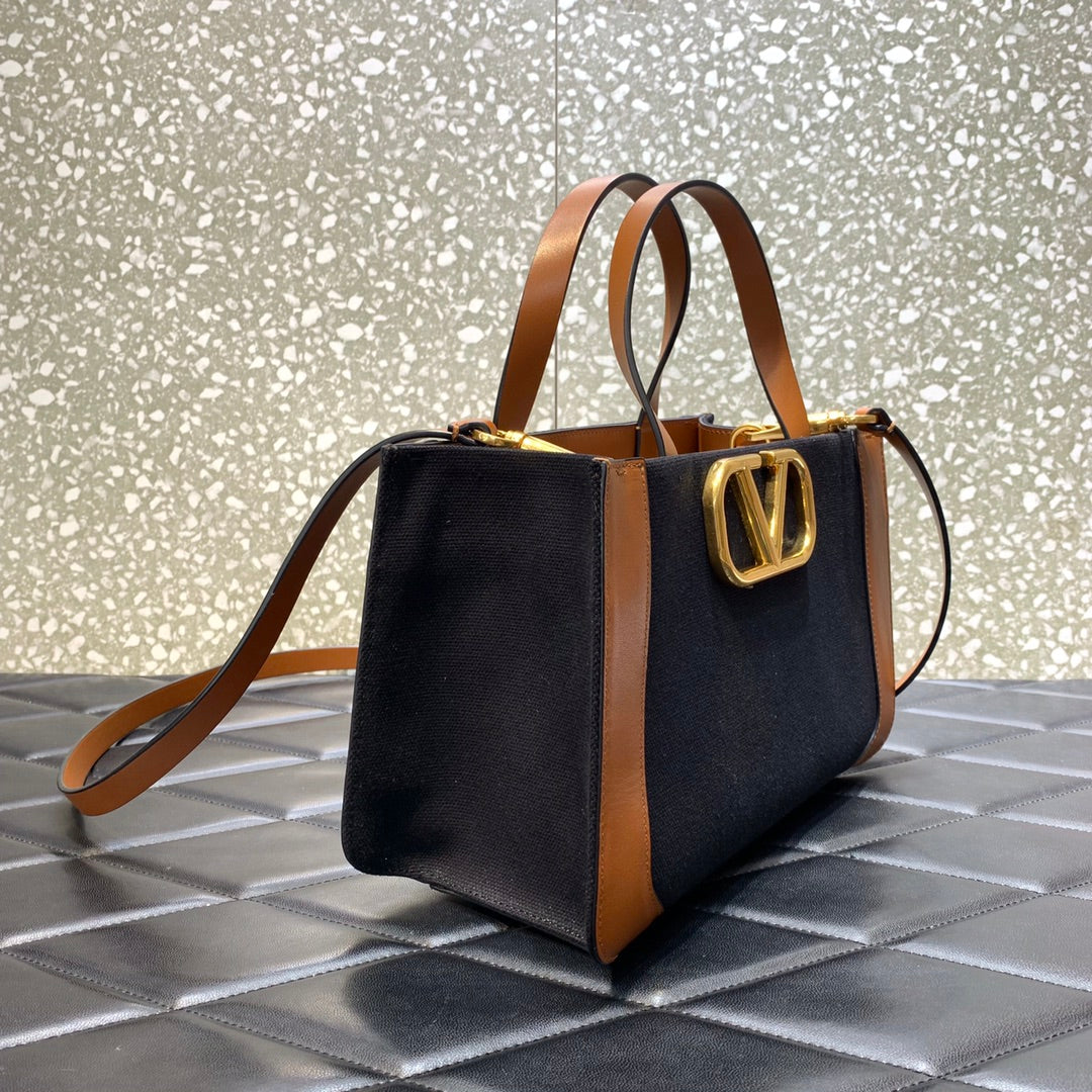 [TOP] VALENTINO VLogo Small Tote Bag - Black