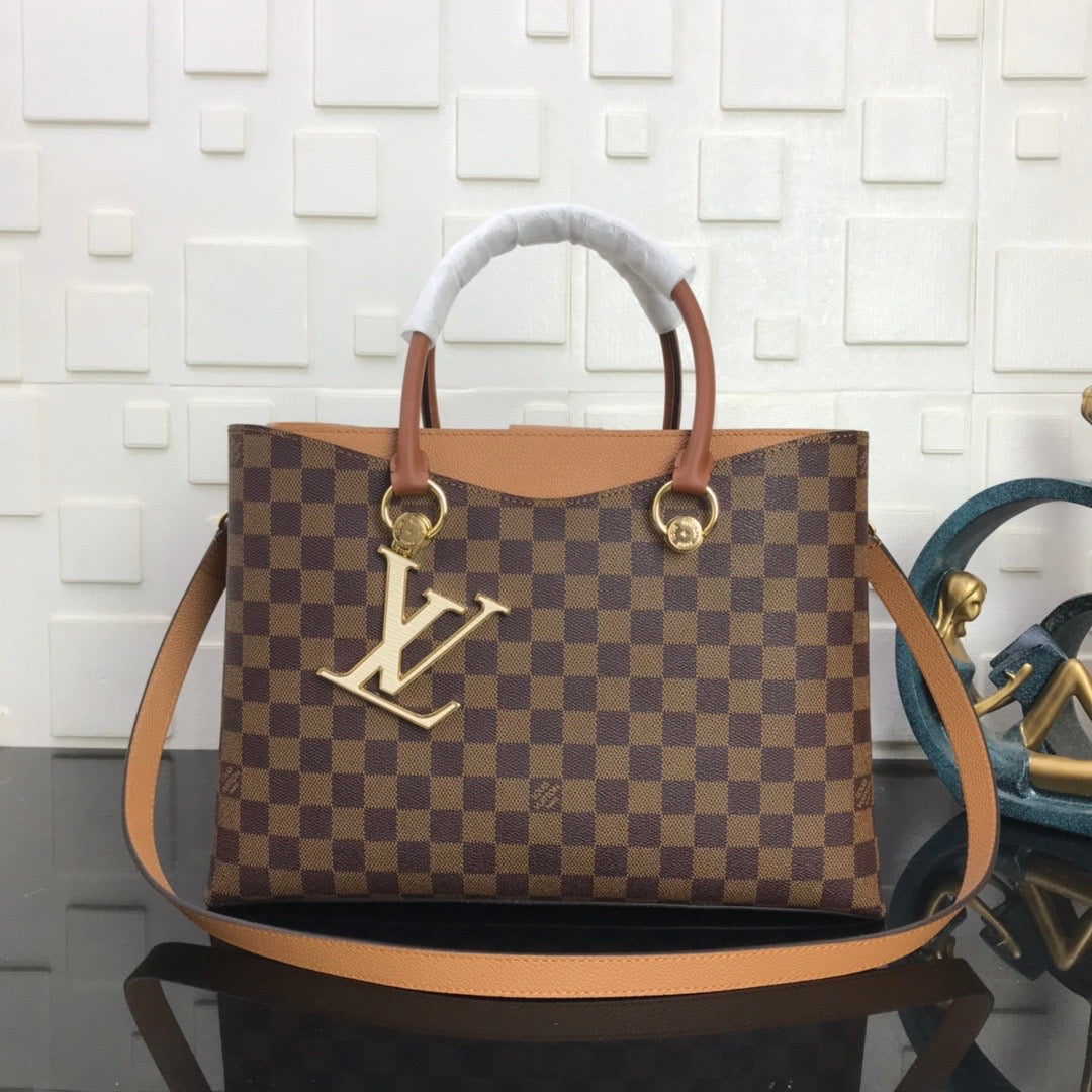 [TOP] Louis Vuitton LV L*V Damier Ebene Riverside 36 x 25.1  x 14.9 cm- Brown