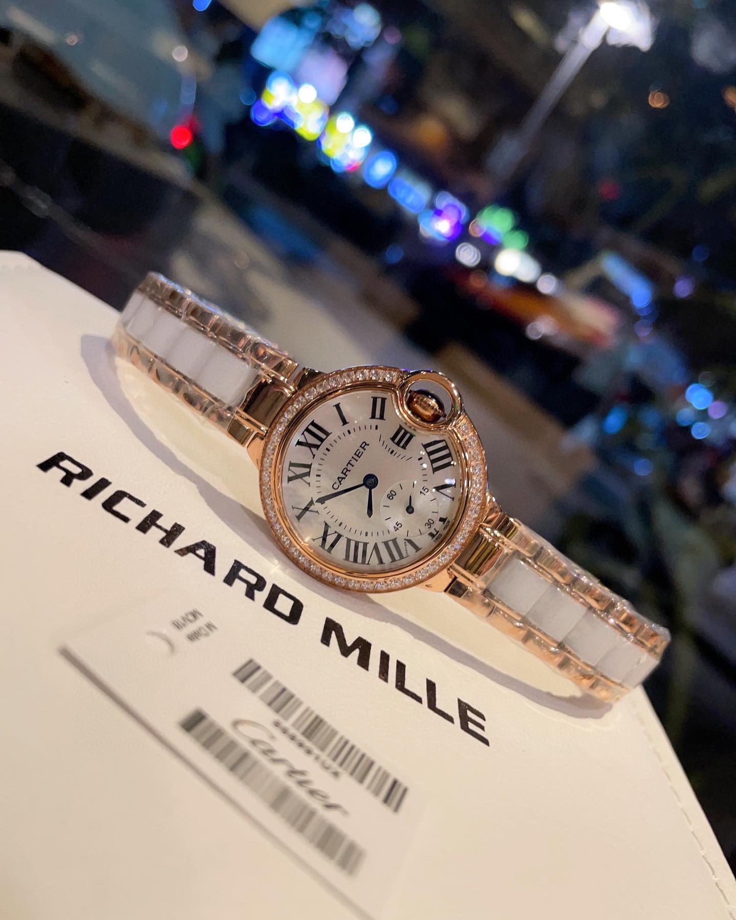 [TOP] Cartier BALLON BLEU DE CARTIER WATCH ceramic 33 mm - Diamonds/Gold