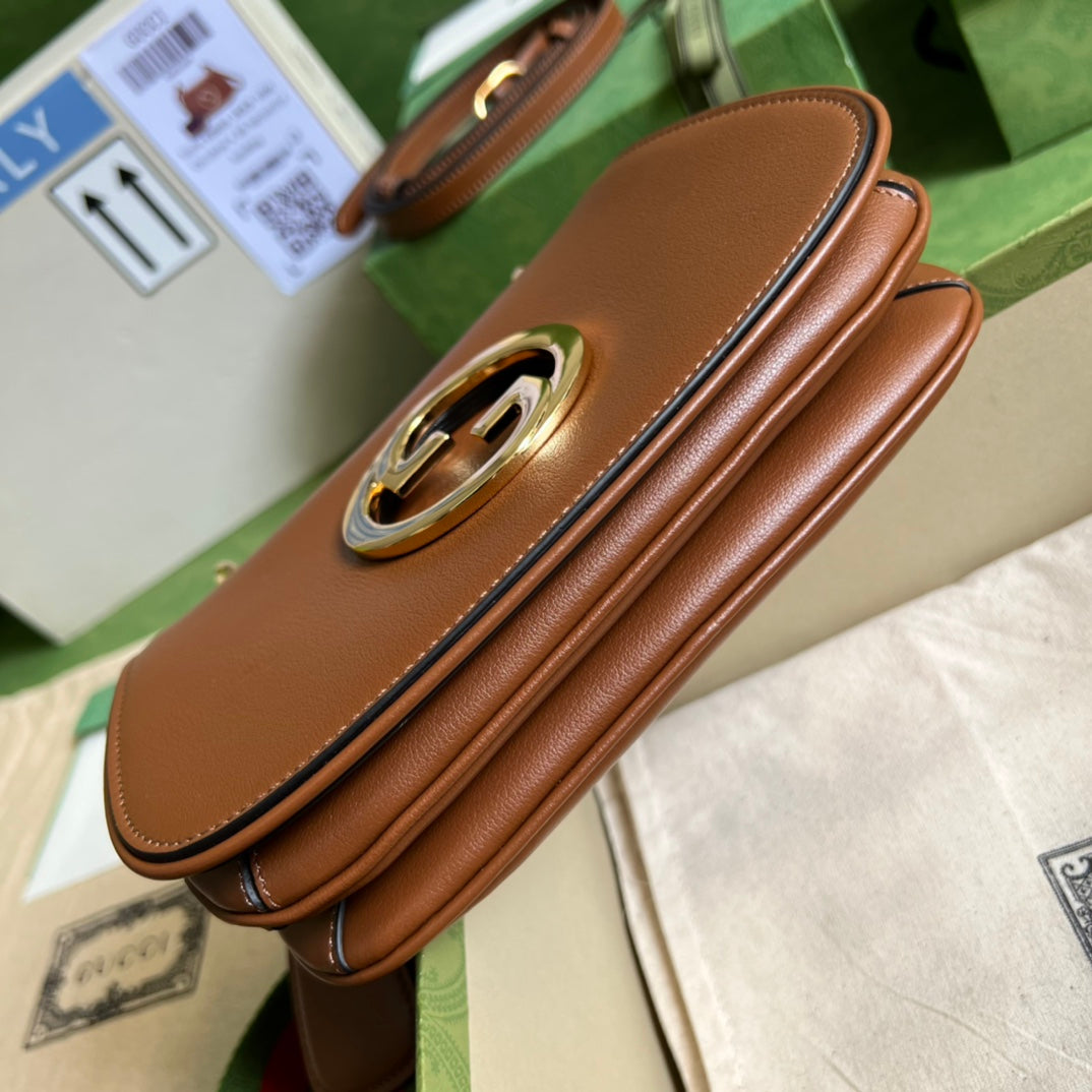 [TOP] GUCCI G*G Blondie Mini Leather Bag 22x13x5.5cm - Brown
