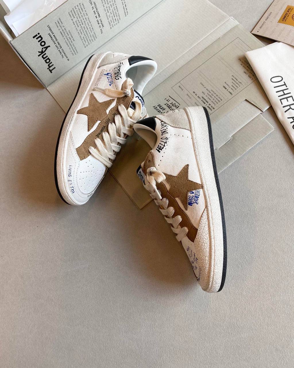 [TOP] GGDB Ball Star Sneakers Suede Star - White, Tobaco and Black