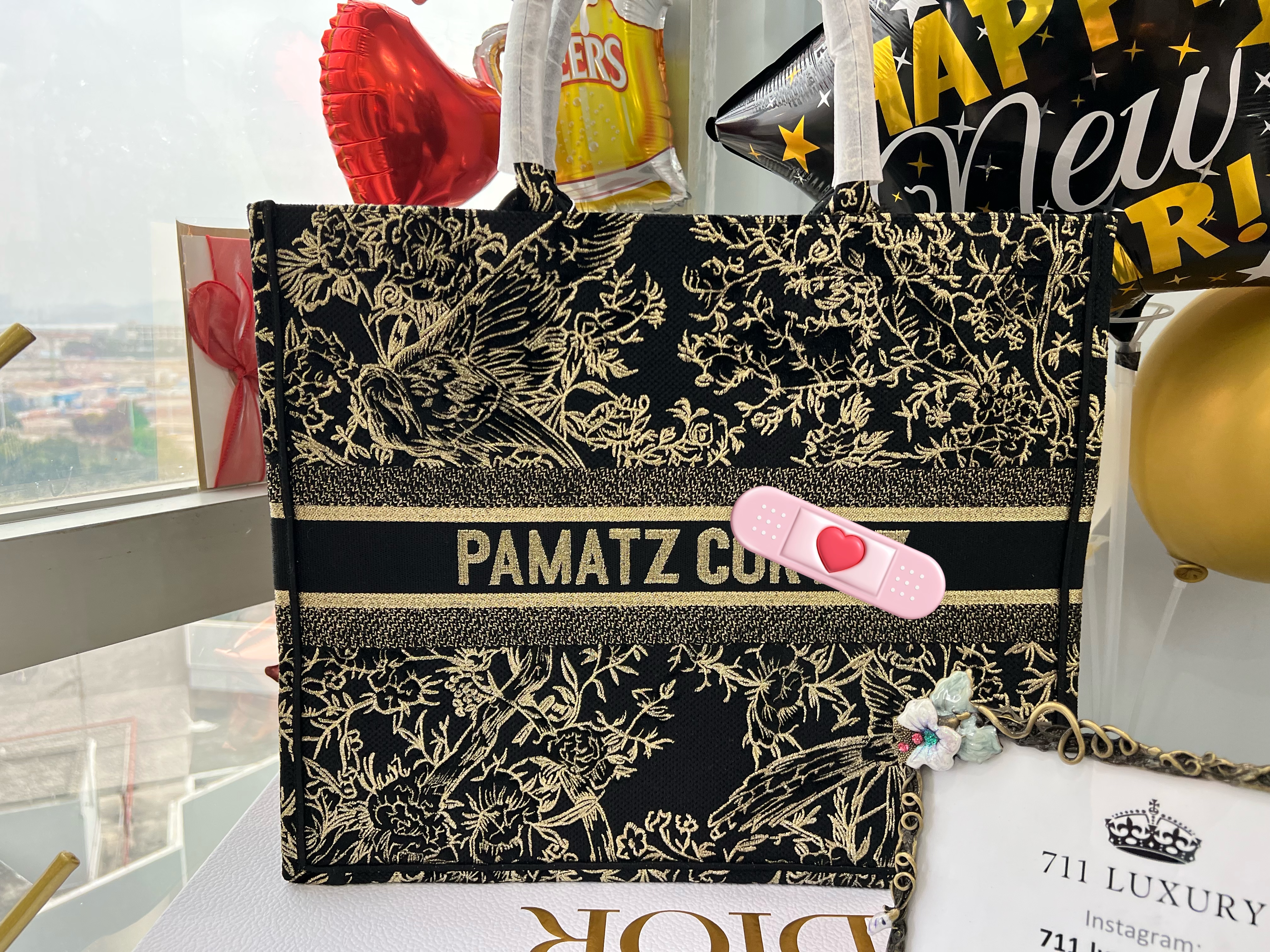 Embroidery on the Back of the Book Tote Bag