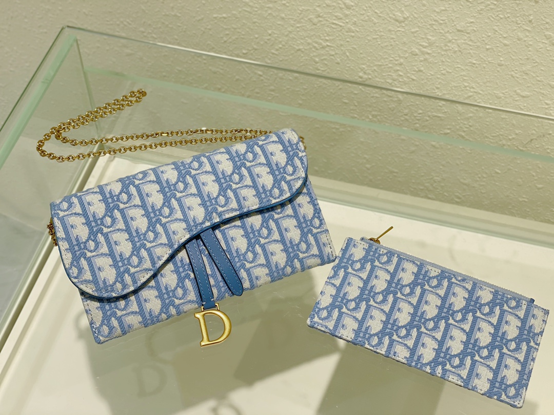 [TOP] Christian Dior Saddle Bag Oblique Printed Fabric 19x11x2.5cm