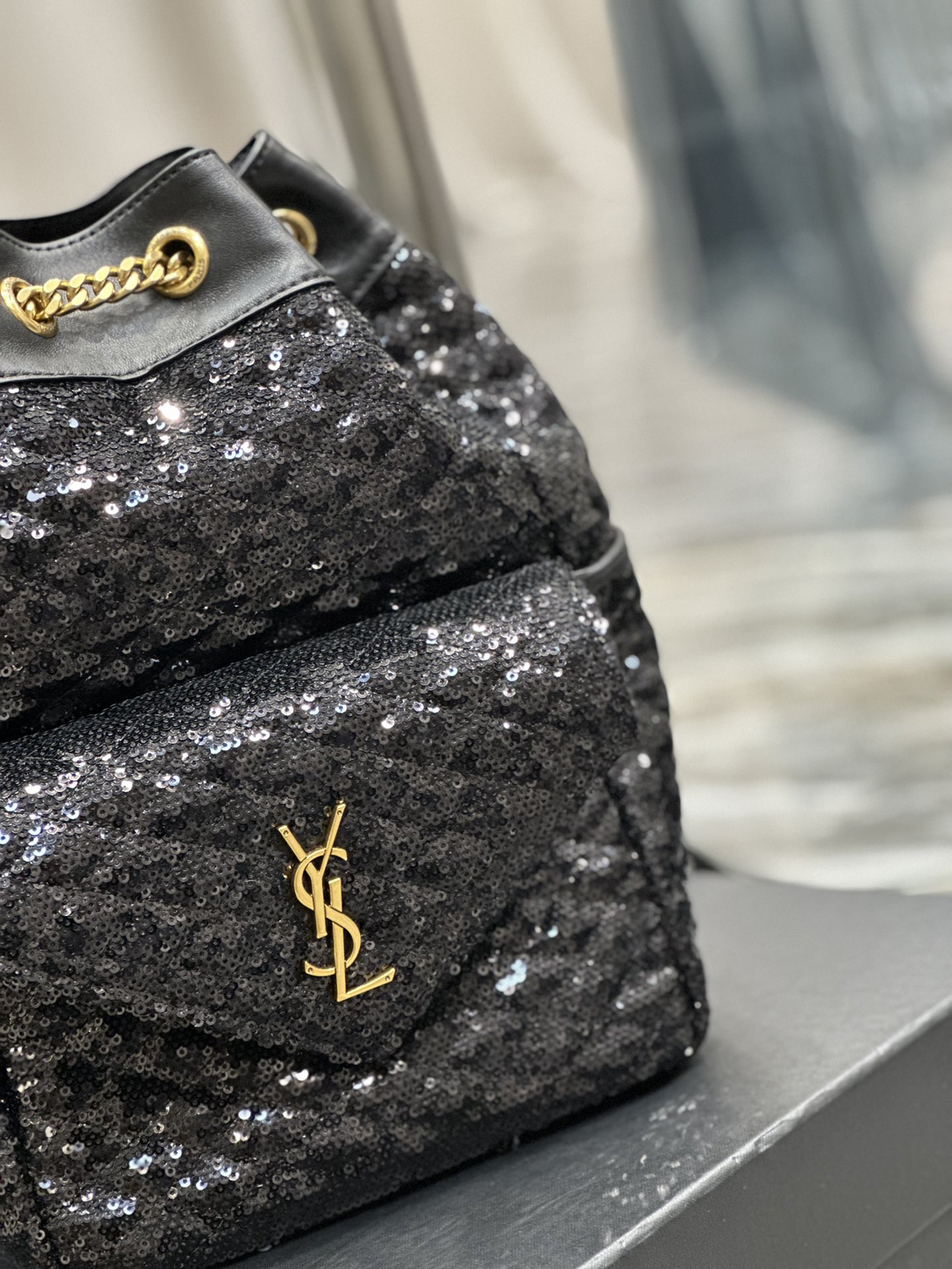 [TOP] Yves Saint Laurent YSL Joe Black Beaded & Sheepskin